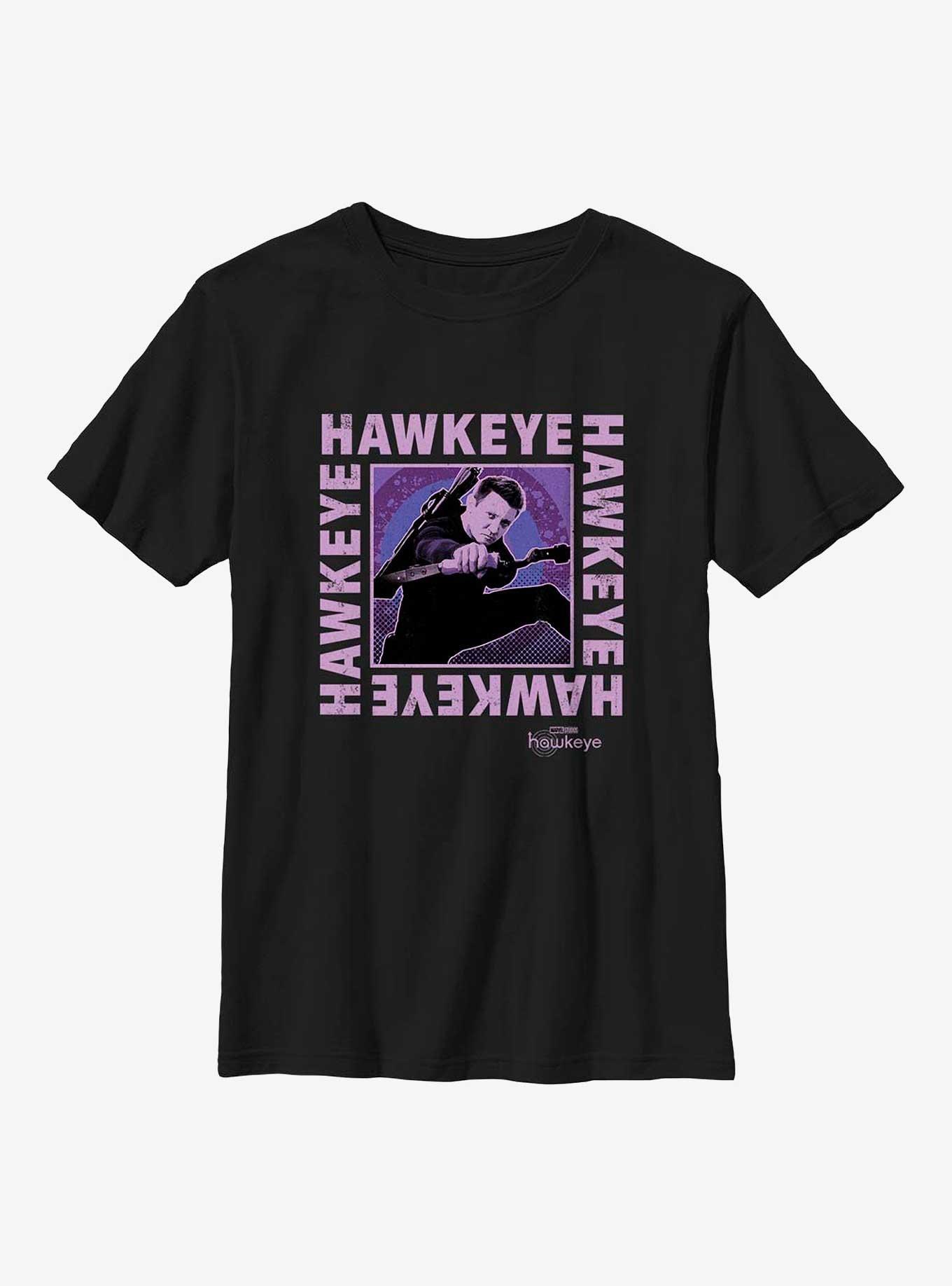 Marvel Hawkeye Text Box Youth T-Shirt, BLACK, hi-res