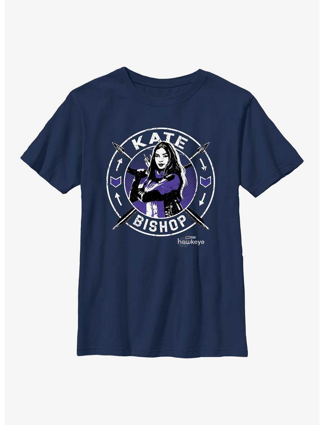 Marvel Hawkeye Kate Bishop Stamp Youth T-Shirt, NAVY, hi-res