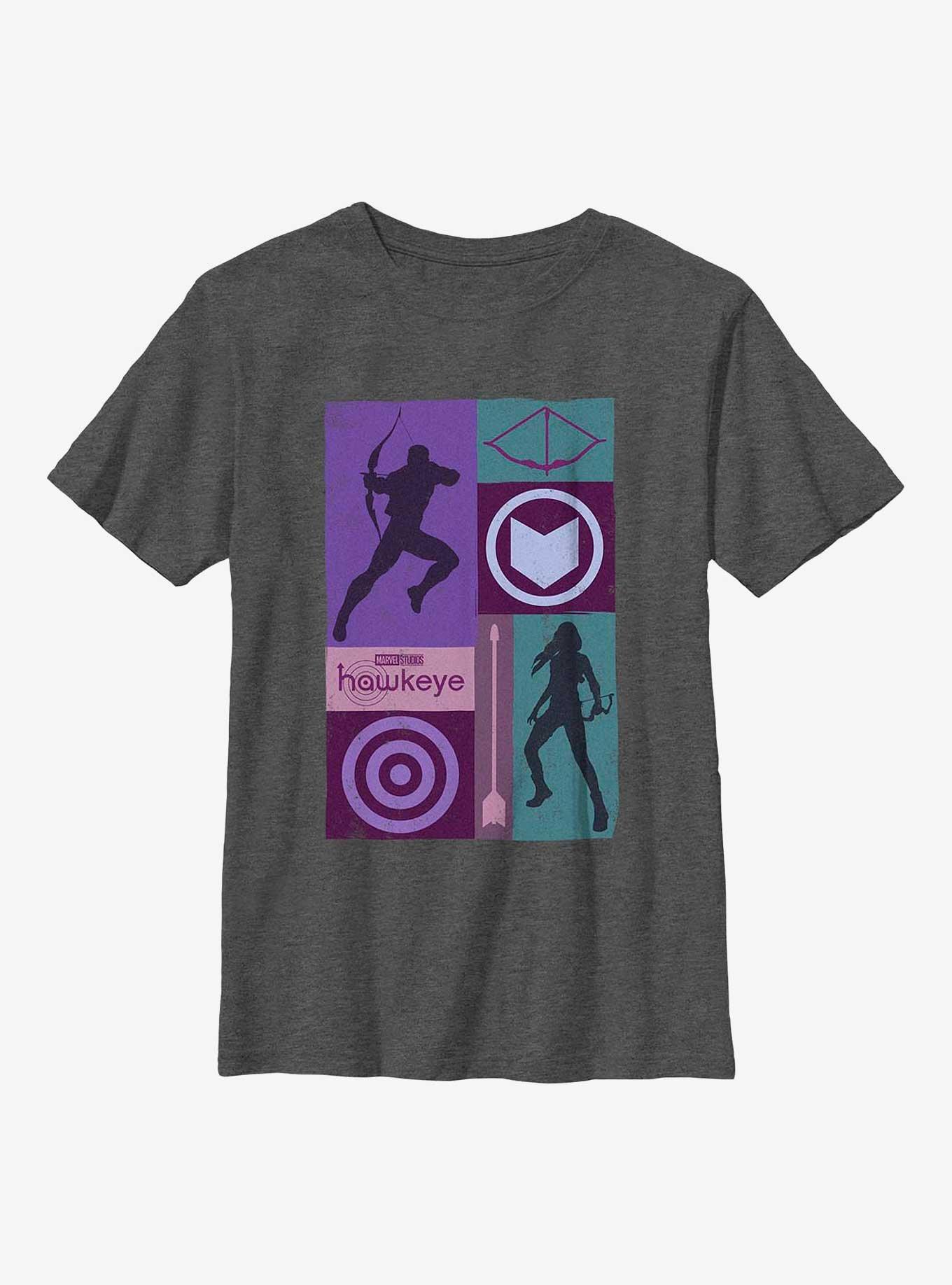 Marvel Hawkeye Simple Box Ups Youth T-Shirt, CHAR HTR, hi-res