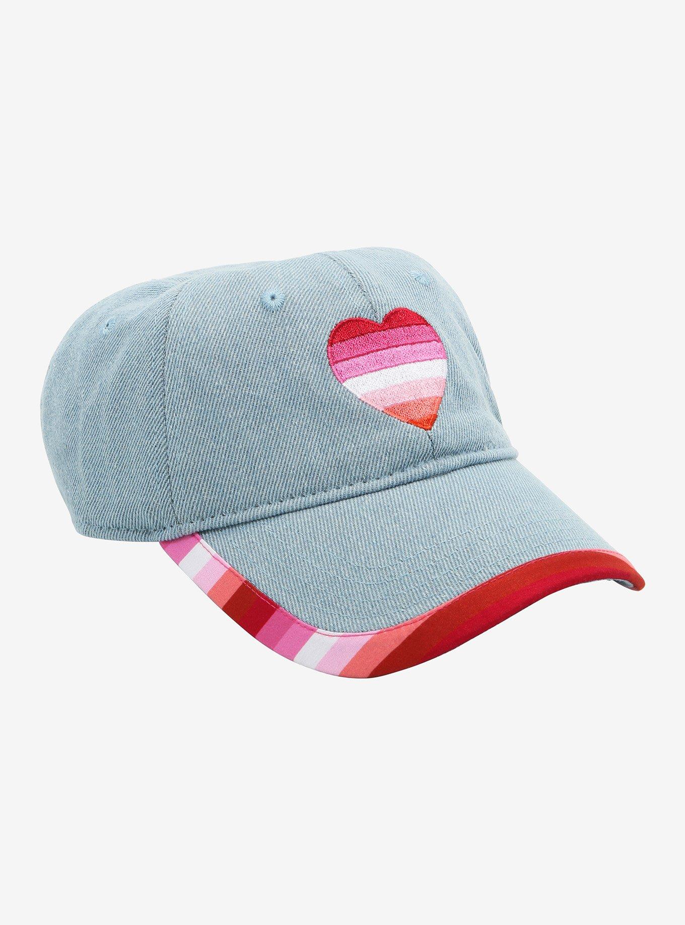 Lesbian Pride Flag Heart Denim Cap, , hi-res