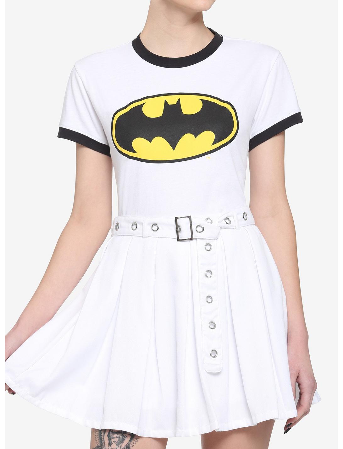 DC Comics Batman Logo Girls Crop Ringer T-Shirt, MULTI, hi-res