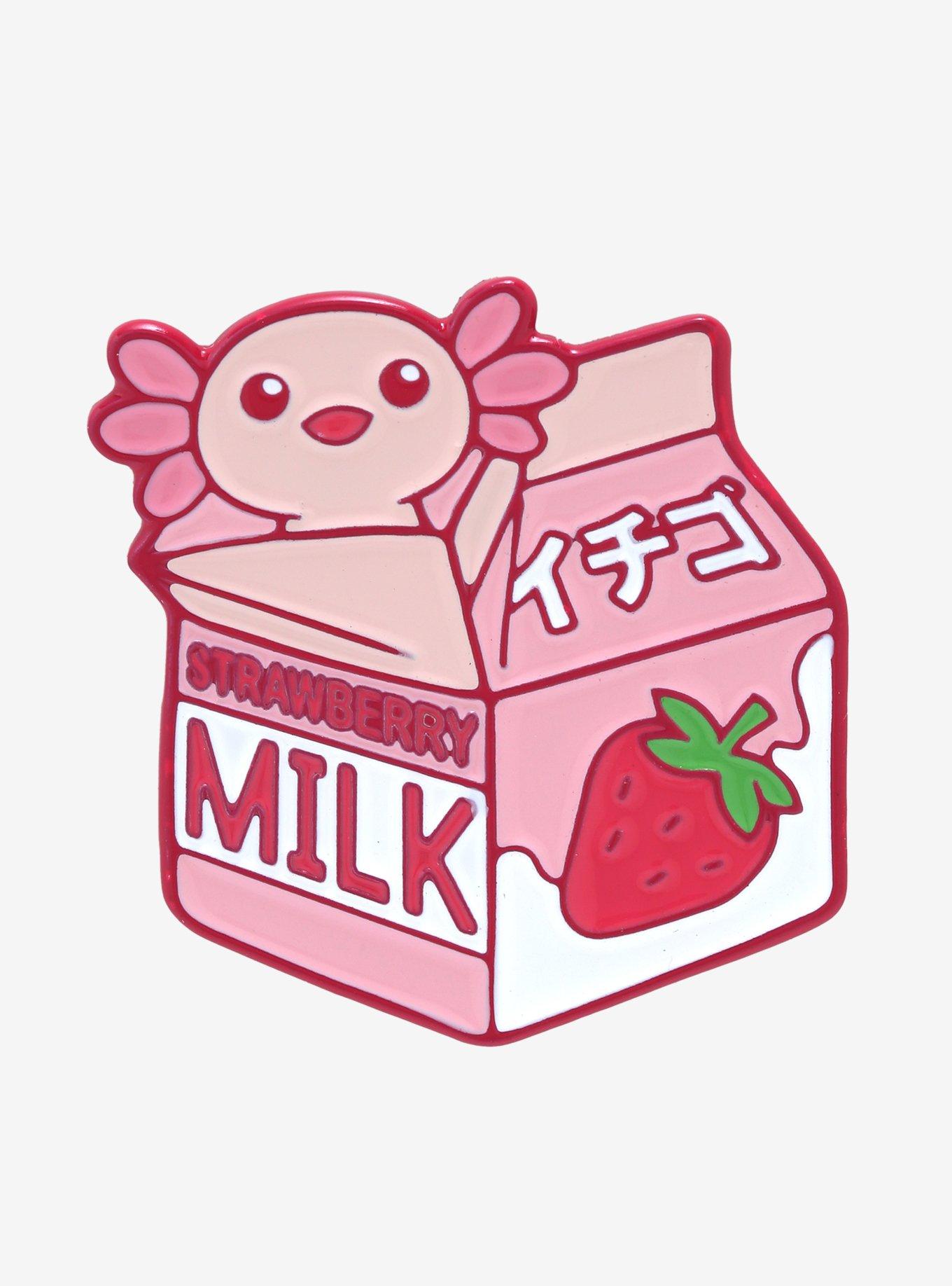 Axolotl Strawberry Milk Carton Enamel Pin - BoxLunch Exclusive, , hi-res