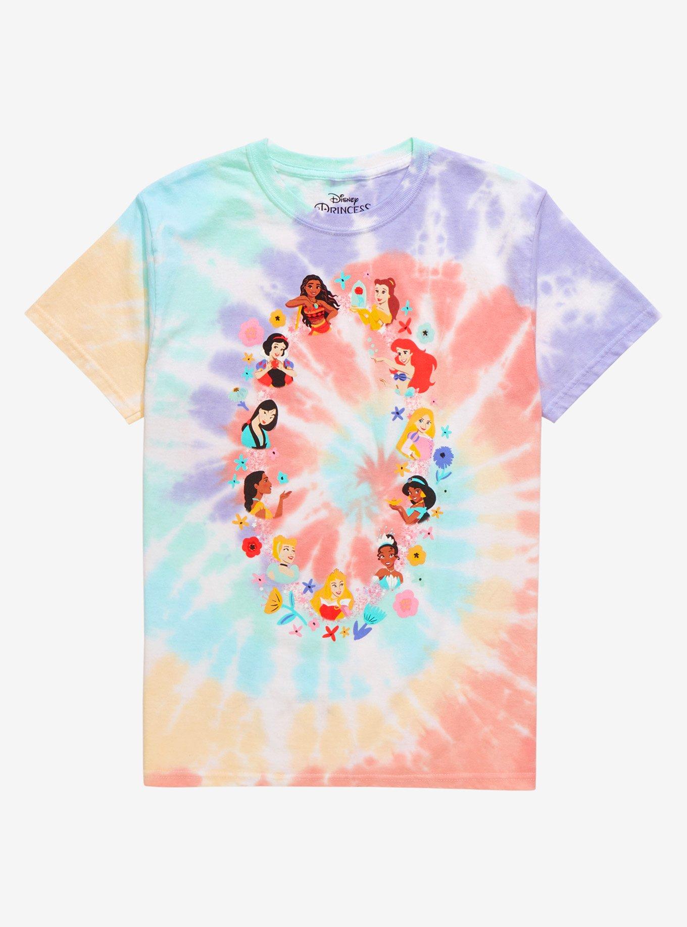 Disney Princess Floral Portraits Youth Tie-Dye T-Shirt - BoxLunch Exclusive, TIE DYE, hi-res