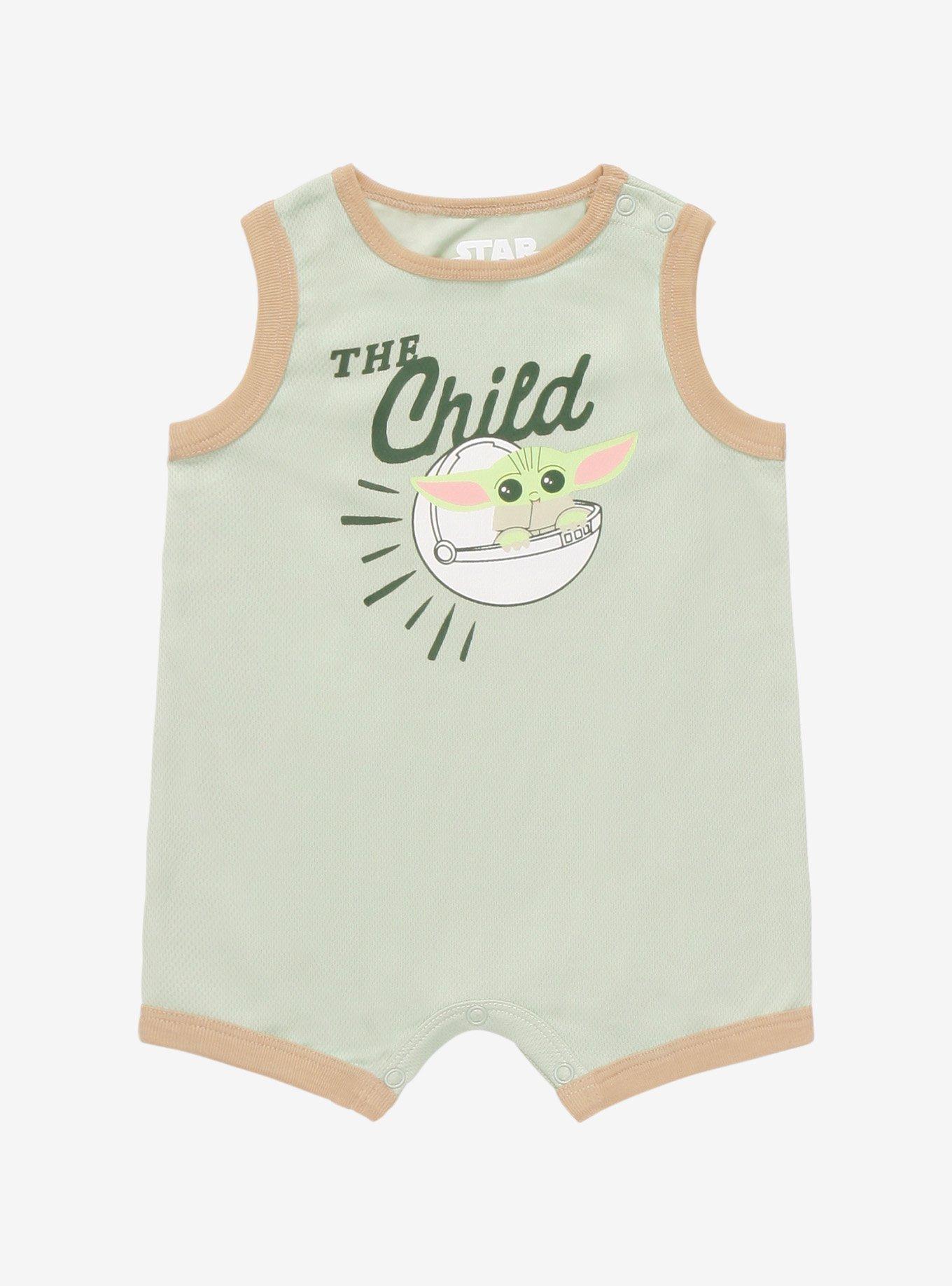 Star Wars The Mandalorian The Child Infant Basketball Jersey Romper - BoxLunch Exclusive, BEIGE, hi-res