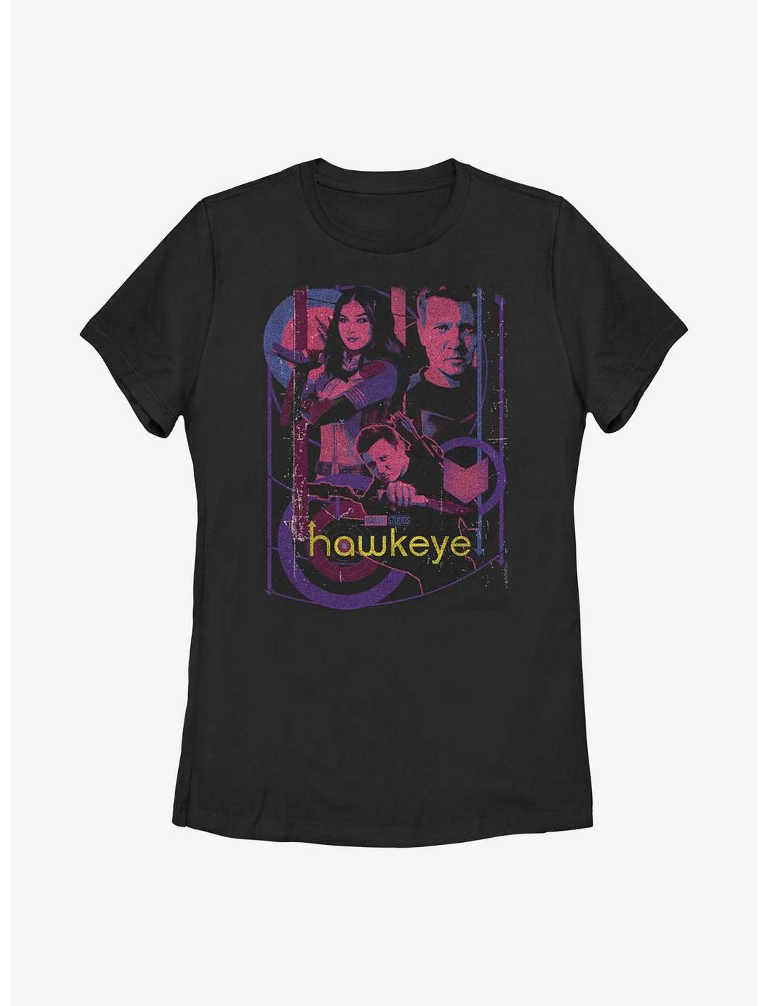 Marvel Hawkeye Bolt Slinger Collage Womens T-Shirt, BLACK, hi-res
