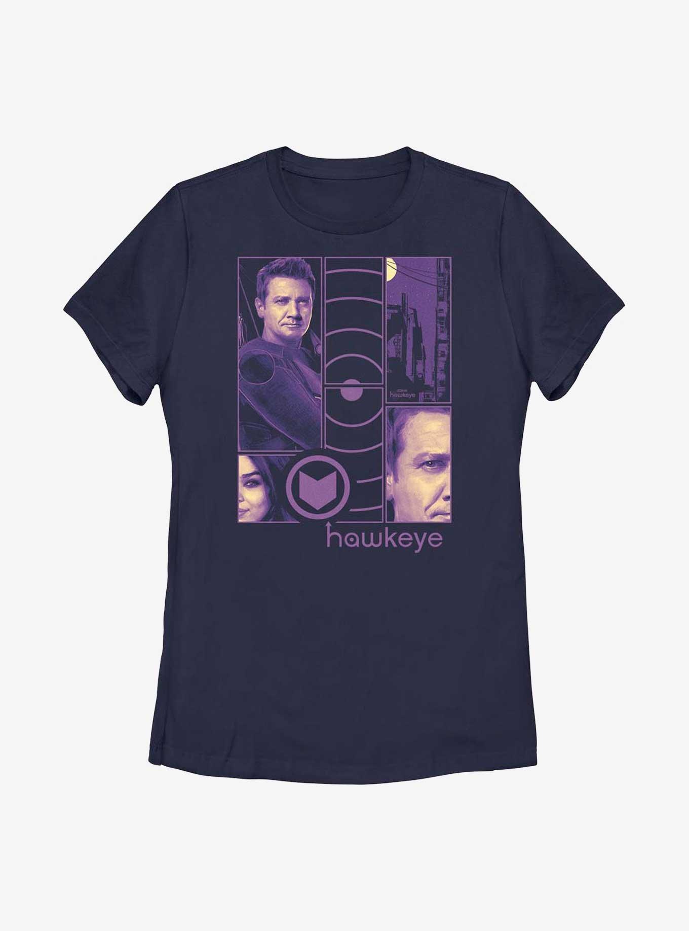 Marvel Hawkeye Collage Panels Womens T-Shirt, NAVY, hi-res