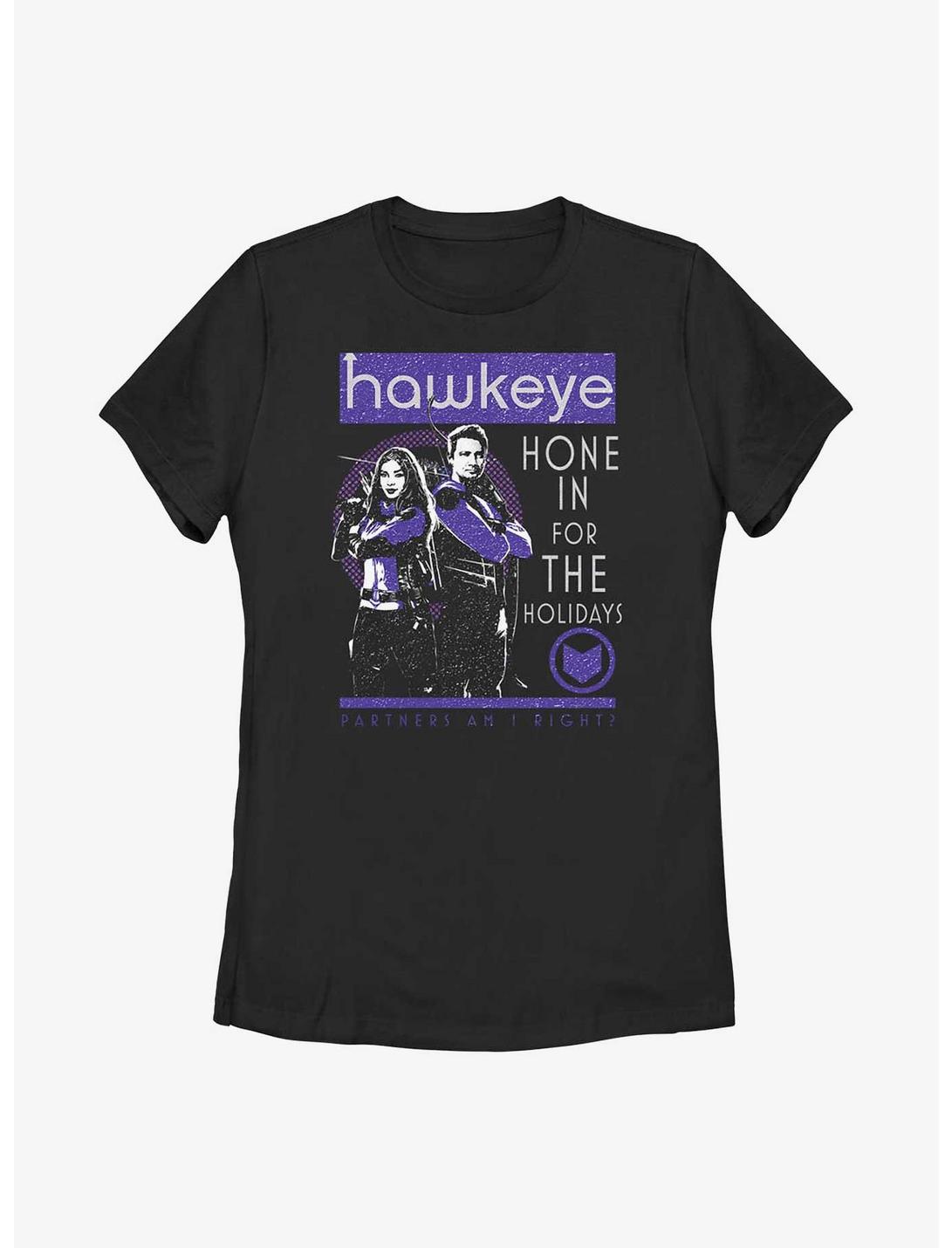 Marvel Hawkeye Hone In For The Holidays Poster Womens T-Shirt, BLACK, hi-res
