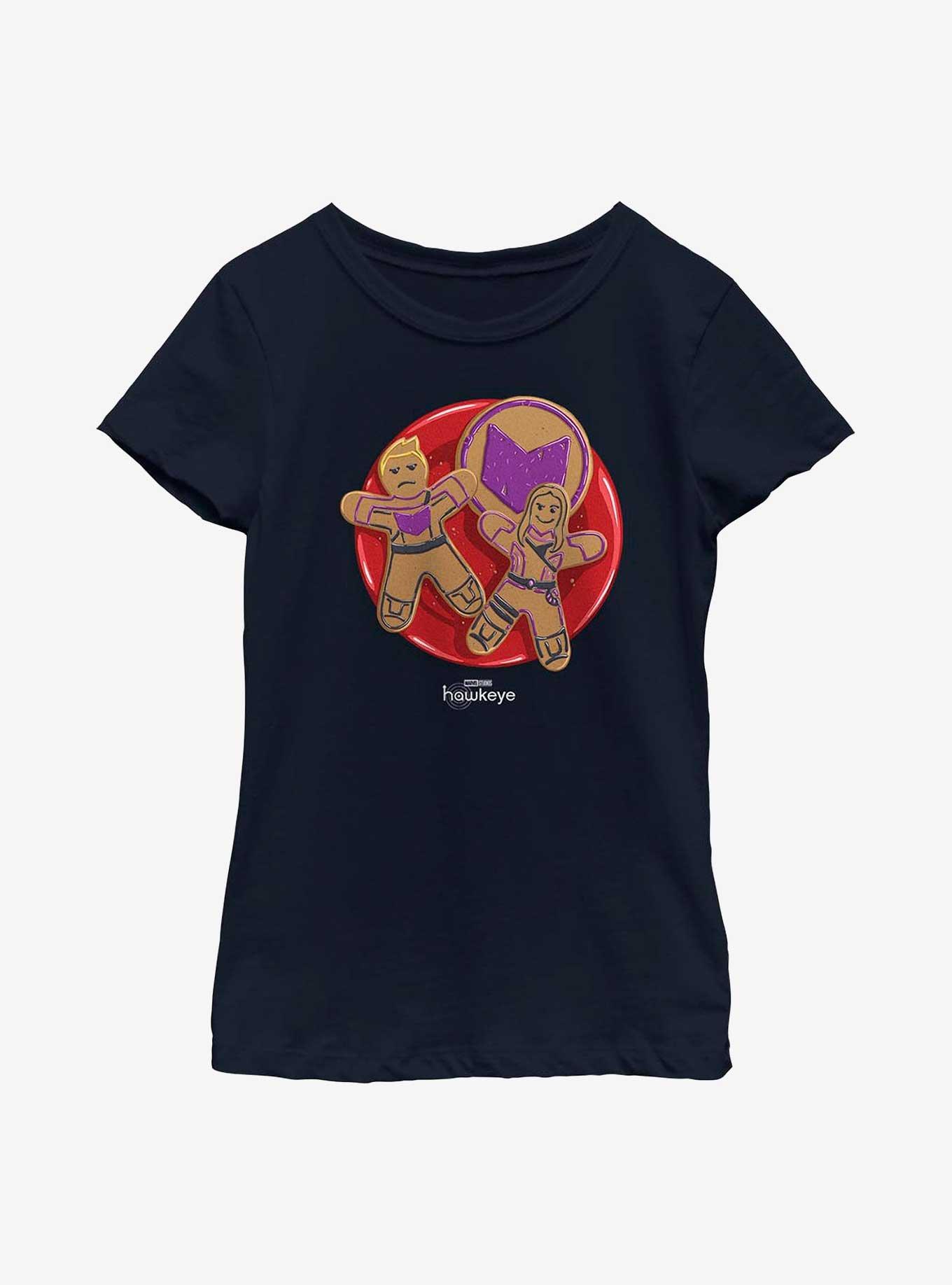 Marvel Hawkeye Gingerbread Cookies Youth Girls T-Shirt, NAVY, hi-res
