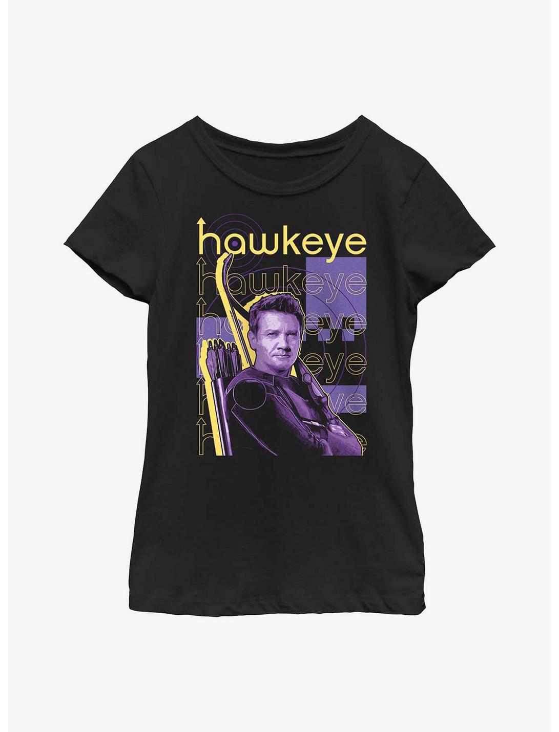 Marvel Hawkeye Stacked Hero Youth Girls T-Shirt, BLACK, hi-res