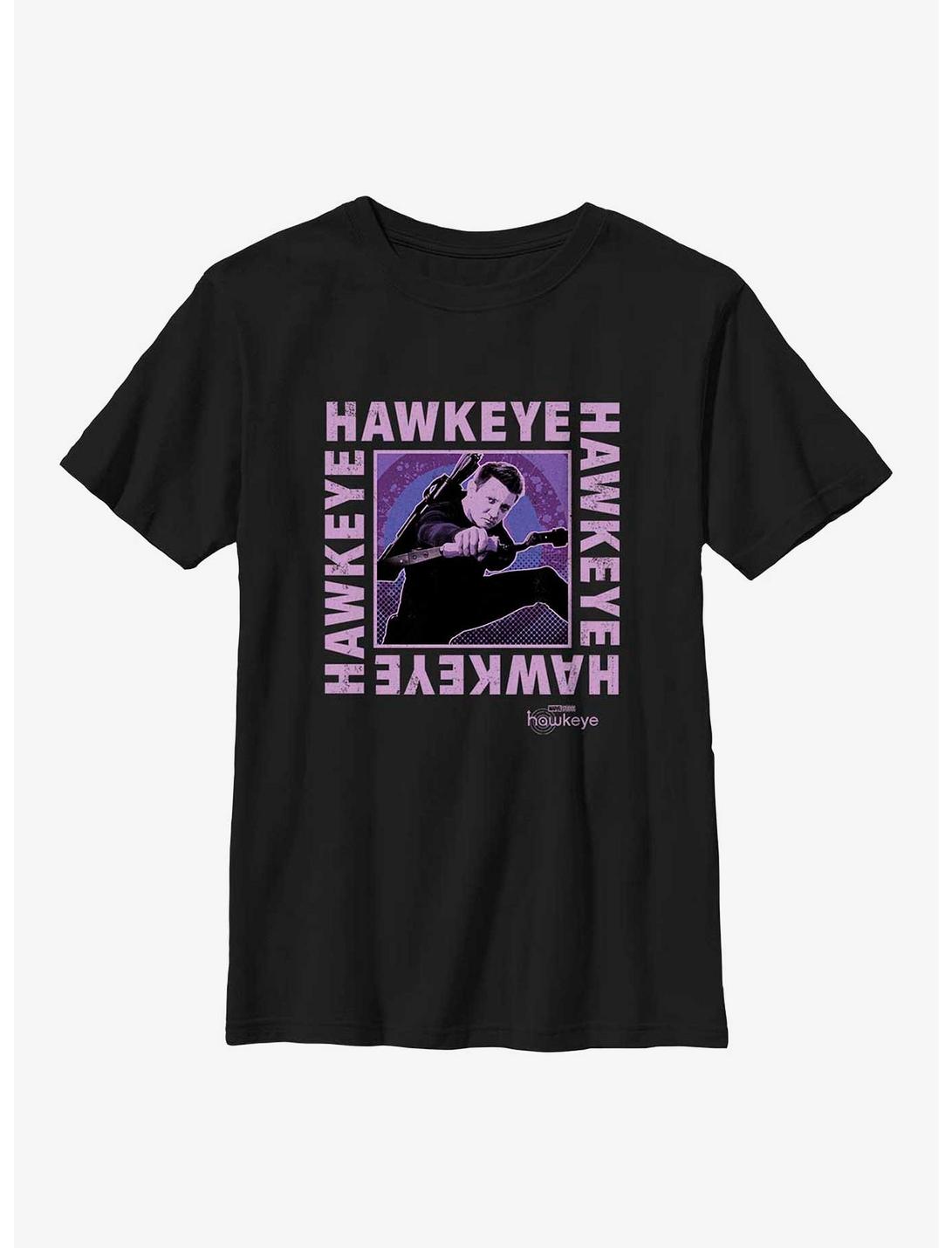 Marvel Hawkeye Text Box Youth T-Shirt, BLACK, hi-res