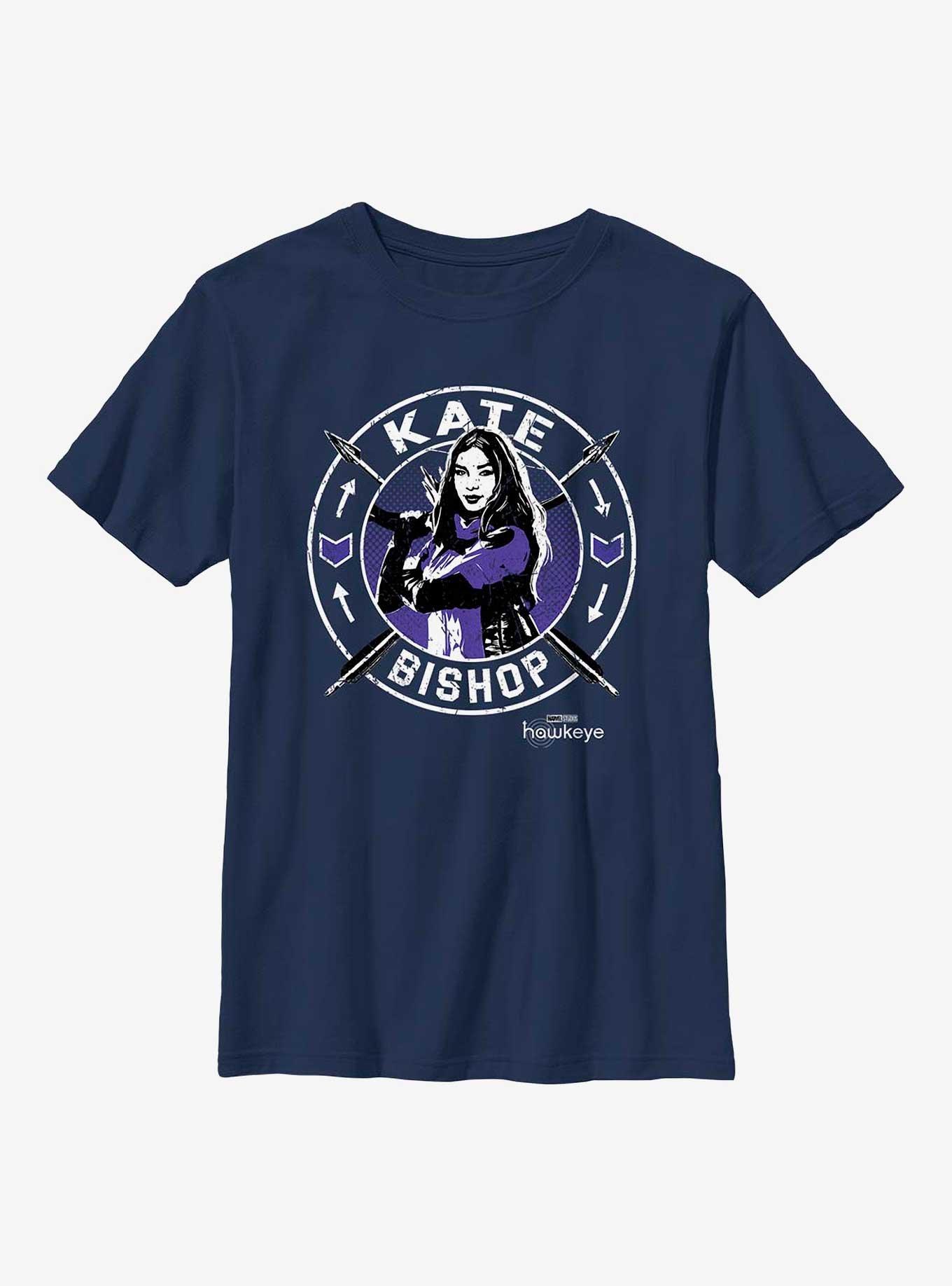 Marvel Hawkeye Kate Bishop Stamp Youth T-Shirt, NAVY, hi-res