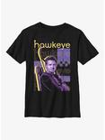 Marvel Hawkeye Stacked Hero Youth T-Shirt, BLACK, hi-res