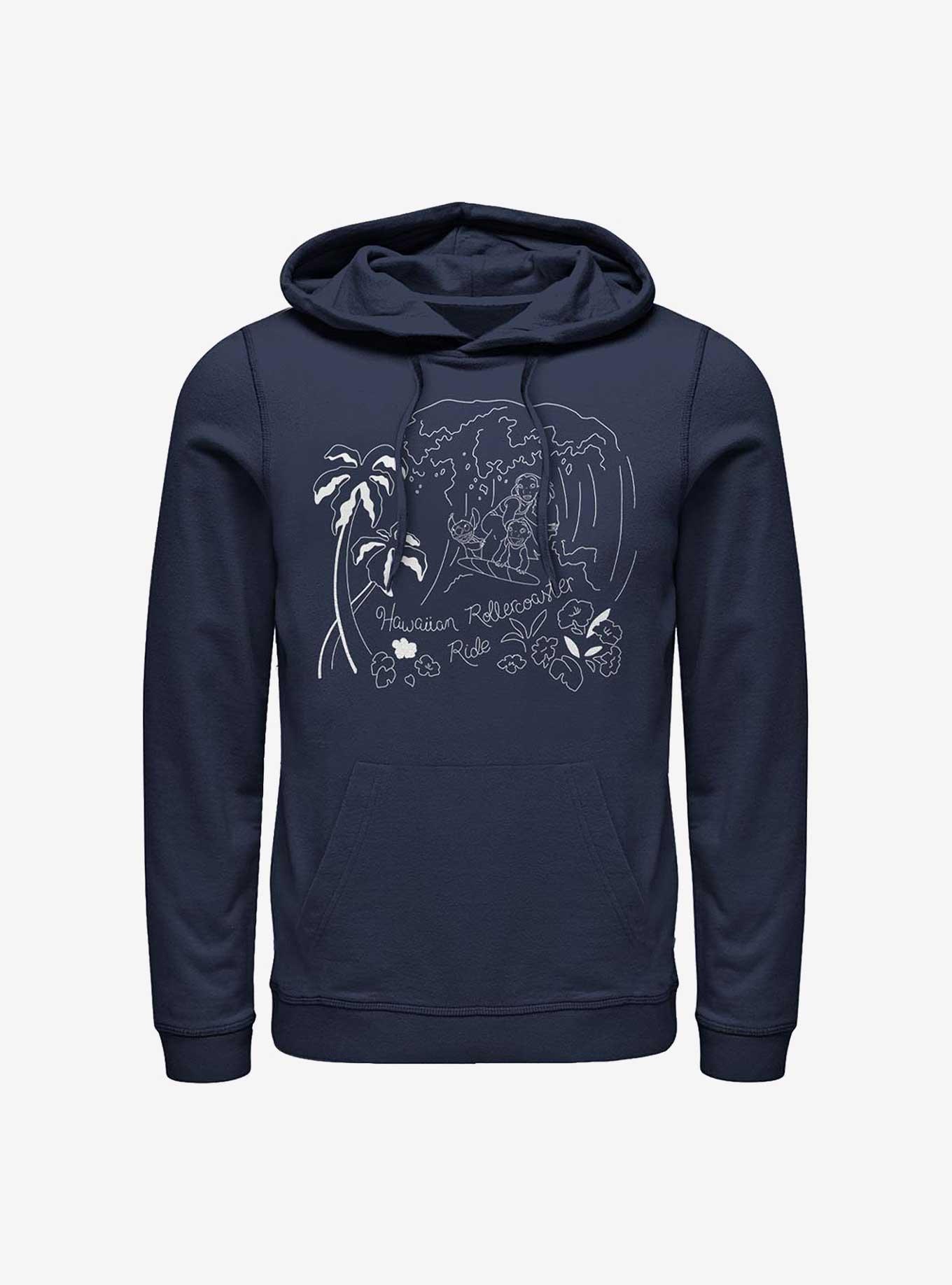 Disney Lilo & Stitch Surf Line Art Hoodie, , hi-res