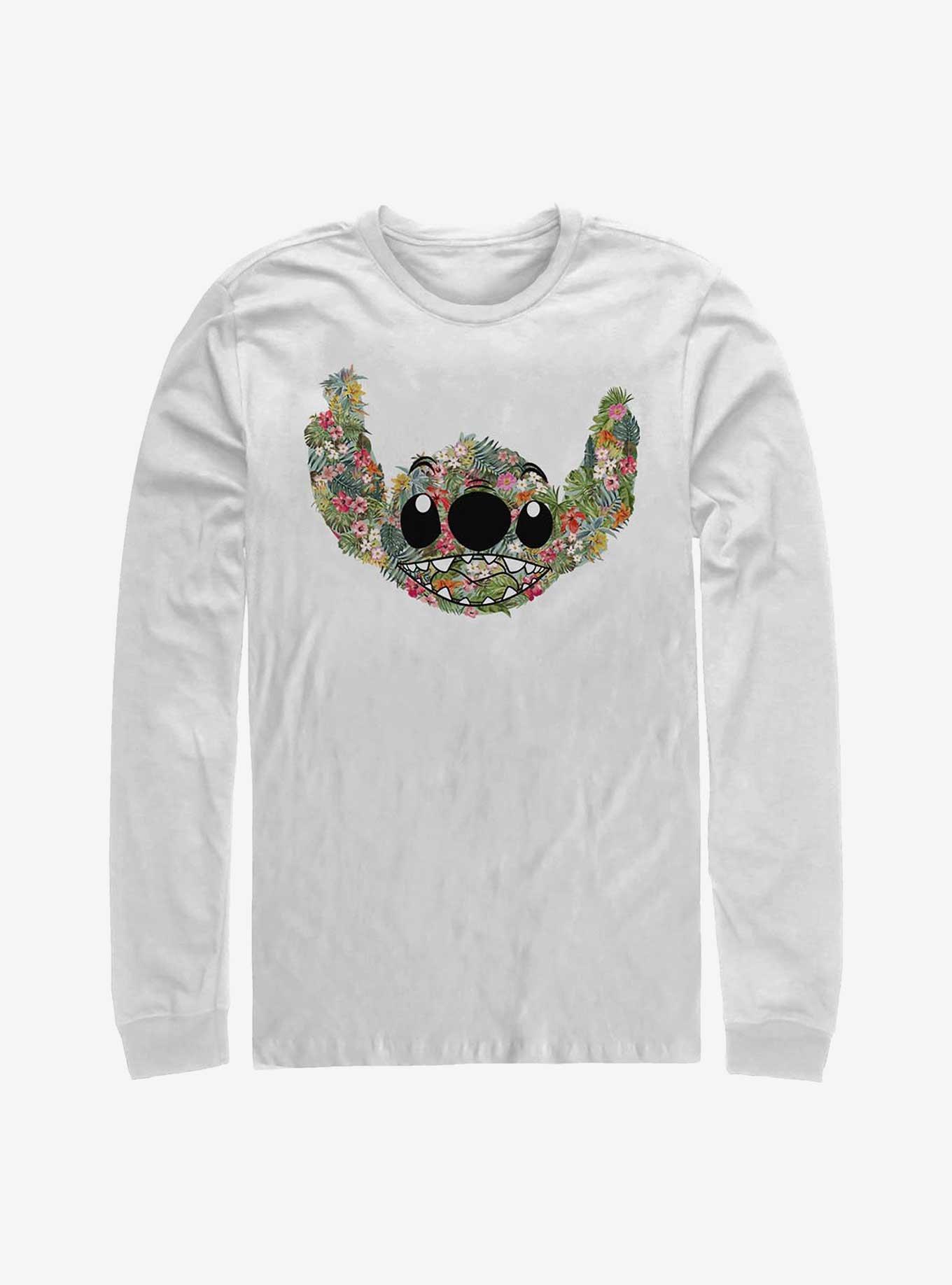 Disney Lilo & Stitch Floral Long-Sleeve T-Shirt, WHITE, hi-res