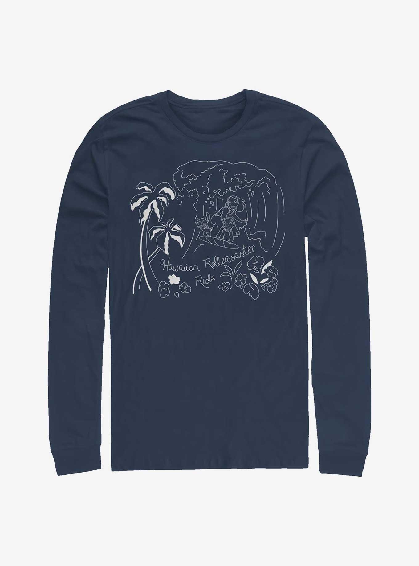 Disney Lilo & Stitch Surf Line Art Long-Sleeve T-Shirt, , hi-res