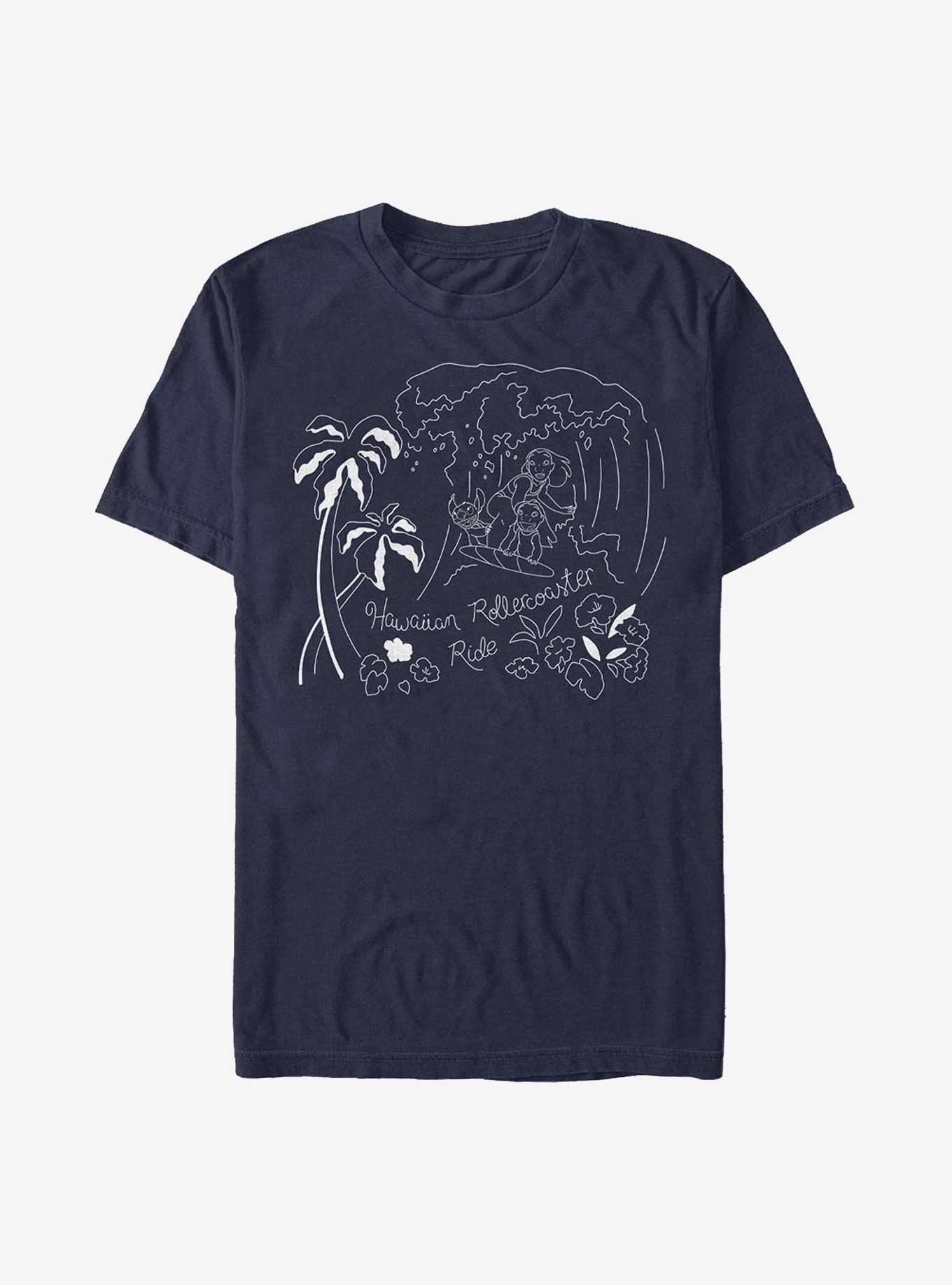 Disney Lilo & Stitch Surf Line Art T-Shirt, NAVY, hi-res