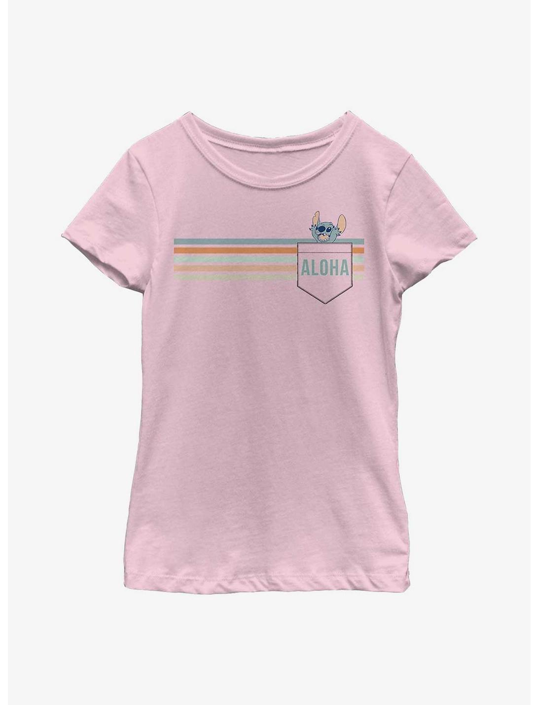 Disney Lilo & Stitch Aloha Pocket Youth Girls T-Shirt, PINK, hi-res