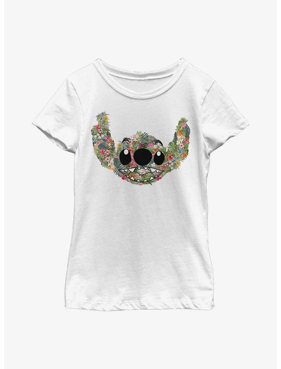 Disney Lilo & Stitch Floral Youth Girls T-Shirt, WHITE, hi-res