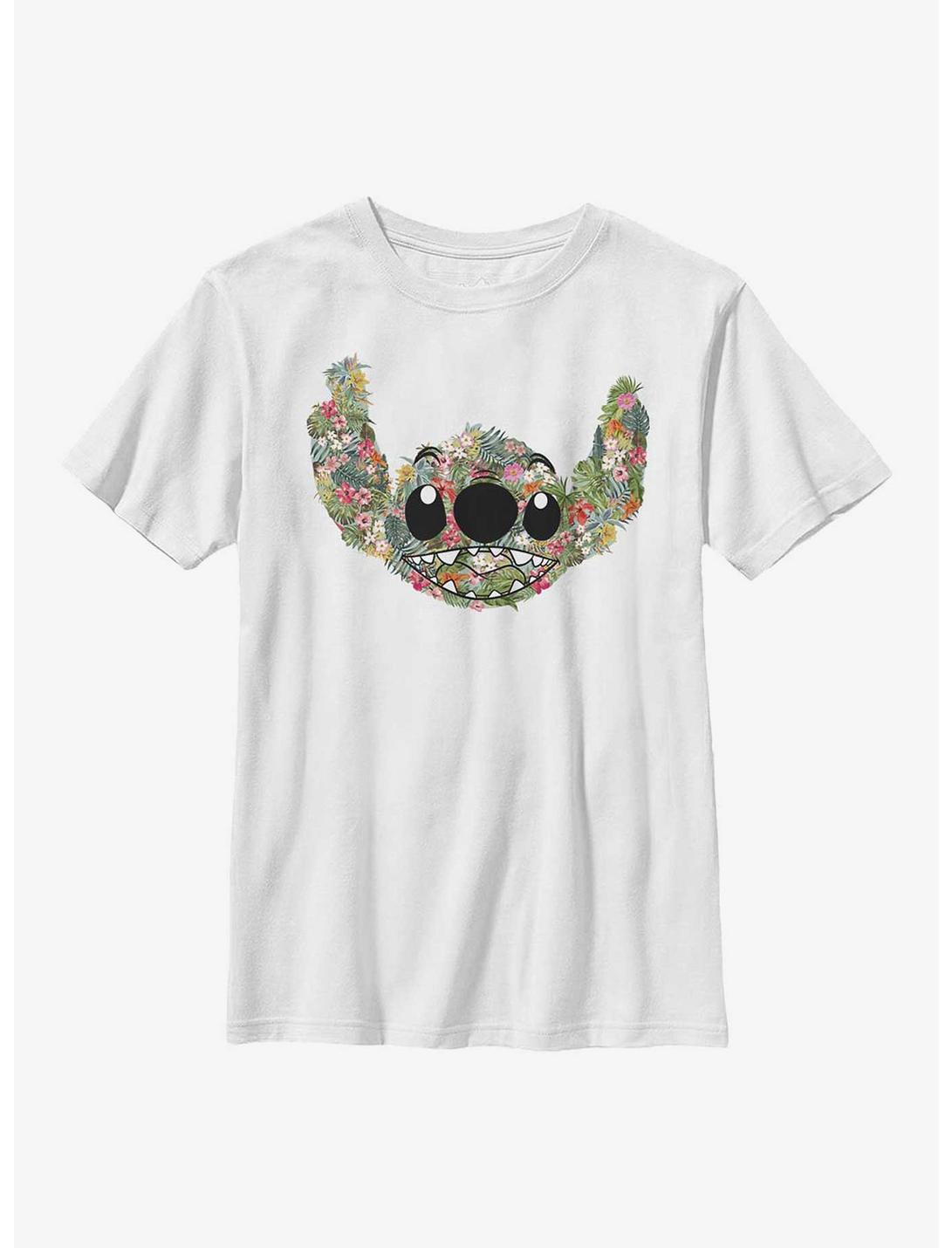 Disney Lilo & Stitch Floral Youth T-Shirt, WHITE, hi-res