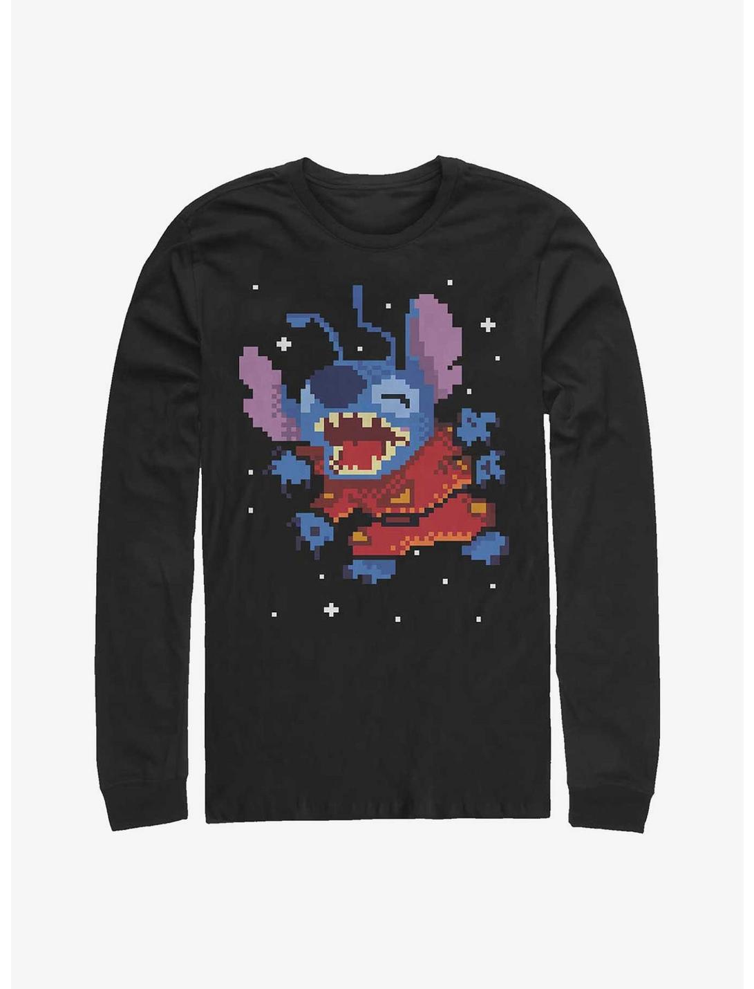 Disney Lilo & Stitch Pixelated Long-Sleeve T-Shirt, BLACK, hi-res