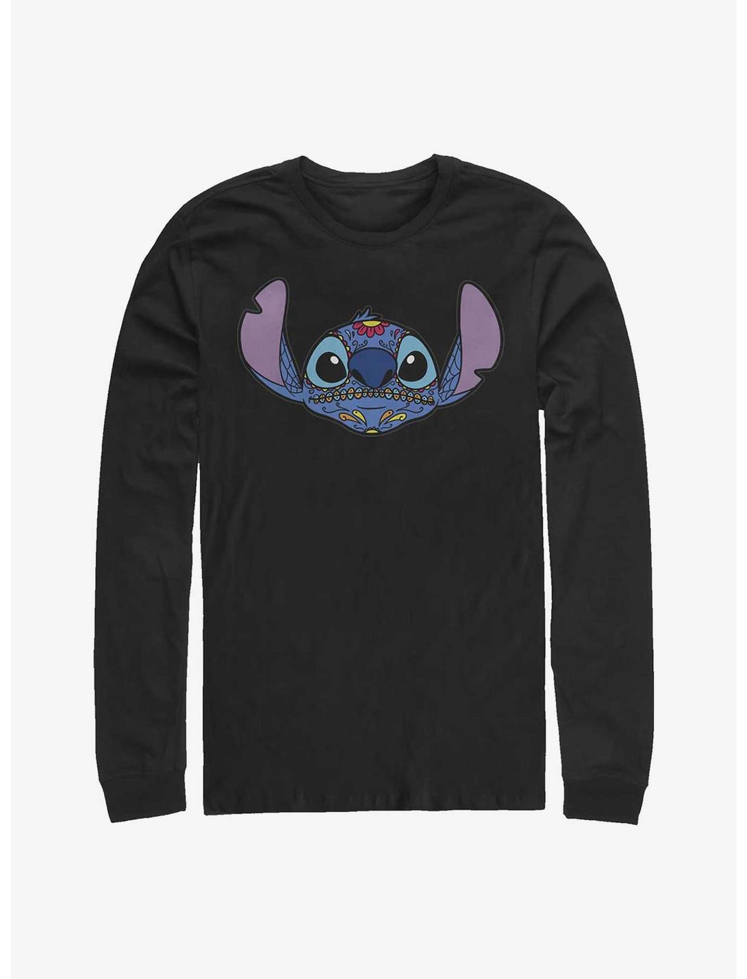 Disney Lilo & Stitch Sugar Skull Stitch Long-Sleeve T-Shirt, BLACK, hi-res