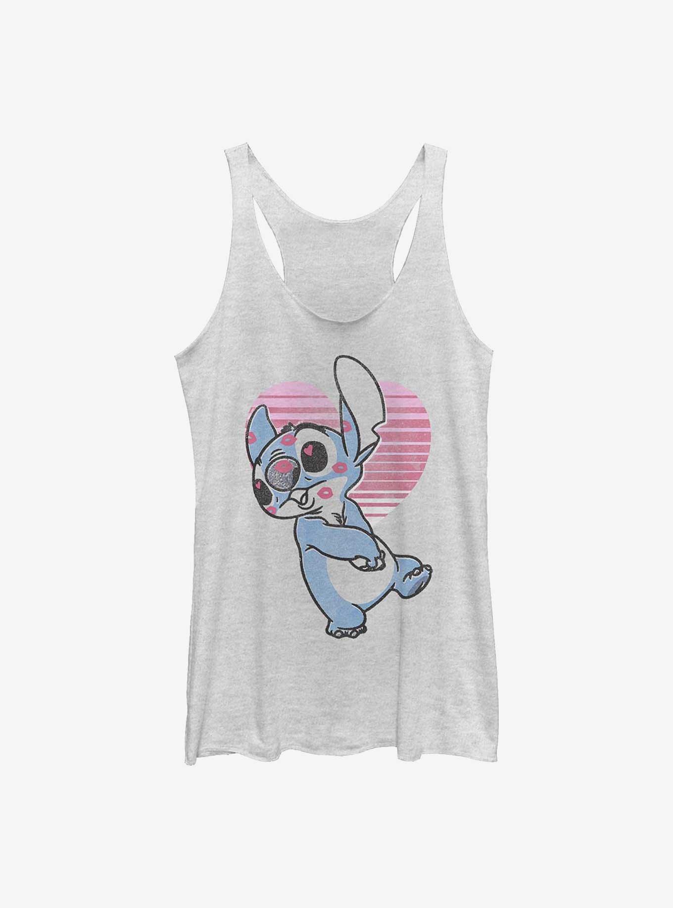 Disney Lilo & Stitch Kissy Faced Womens Tank Top, WHITE HTR, hi-res