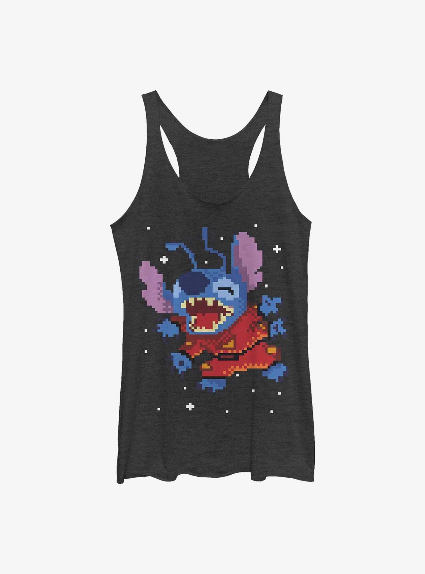 Disney Lilo & Stitch Pixelated Womens Tank Top, BLK HTR, hi-res