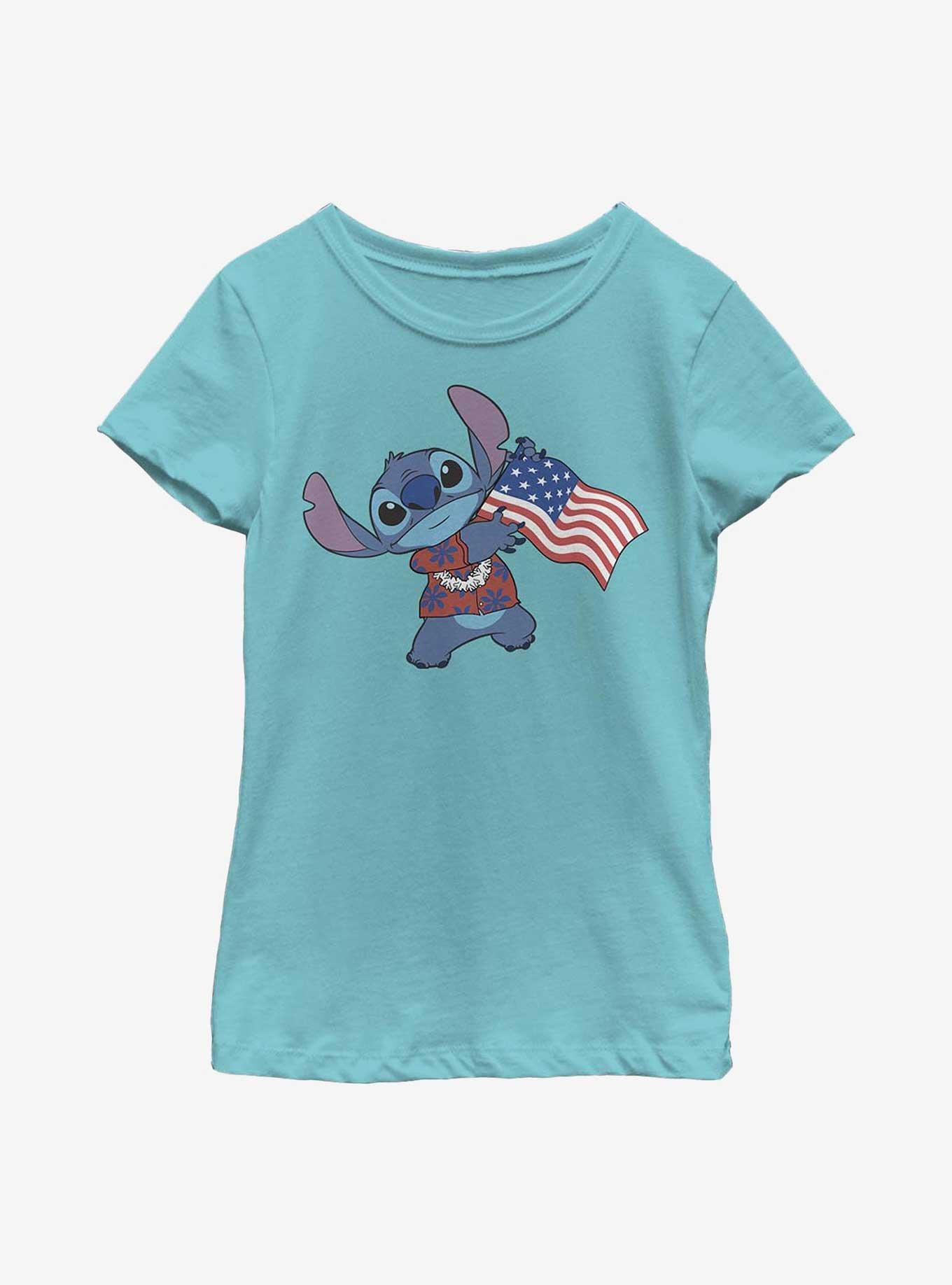 Disney Lilo & Stitch Tropic Stitch Flag Youth Girls T-Shirt, , hi-res