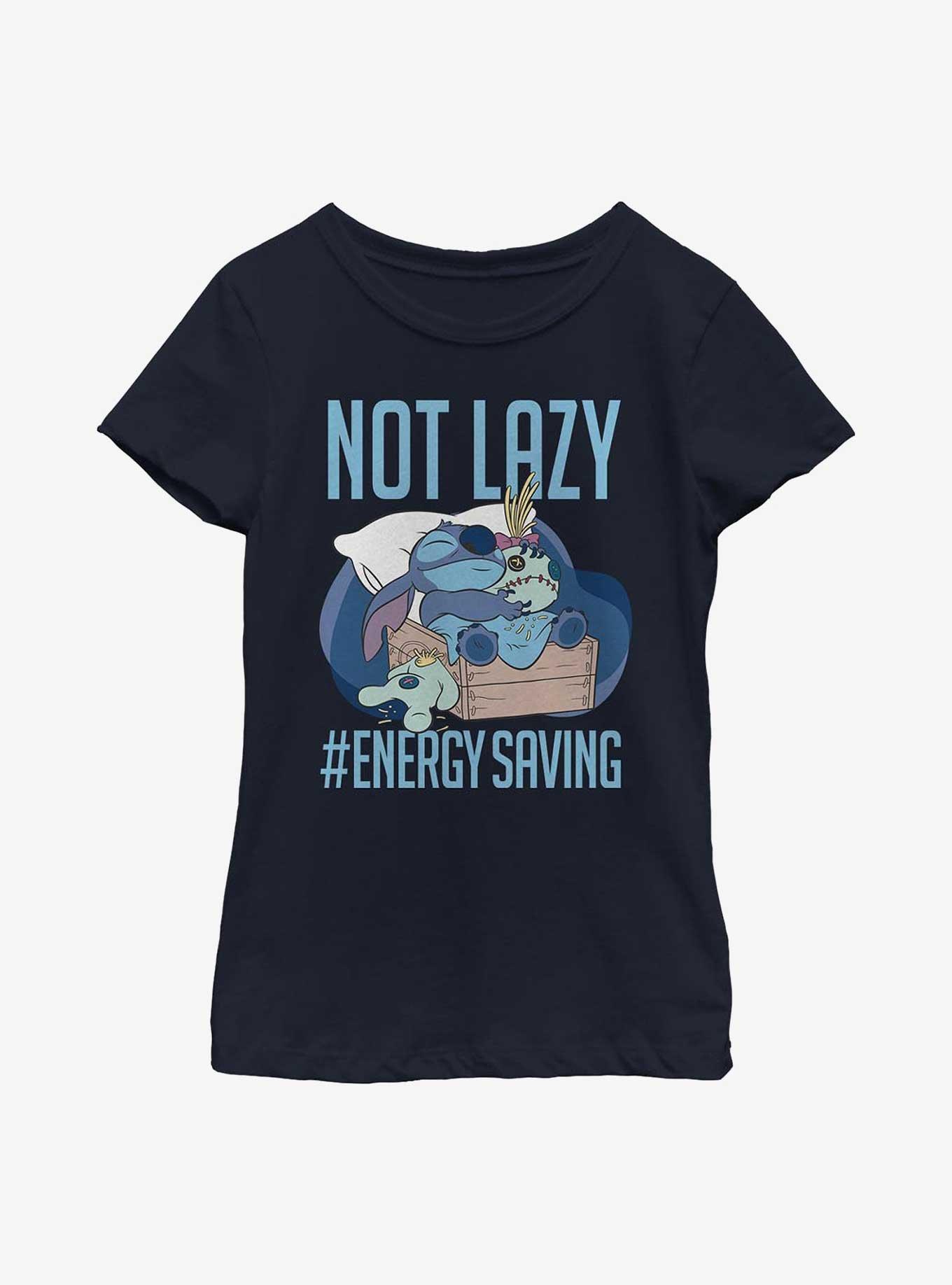 Disney Lilo & Stitch Lazy Energy Youth Girls T-Shirt, NAVY, hi-res