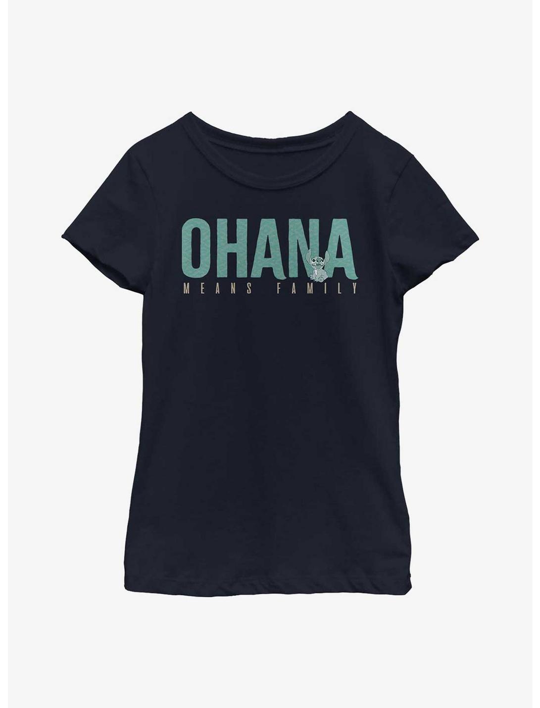 Disney Lilo & Stitch Ohana Bold Youth Girls T-Shirt, NAVY, hi-res