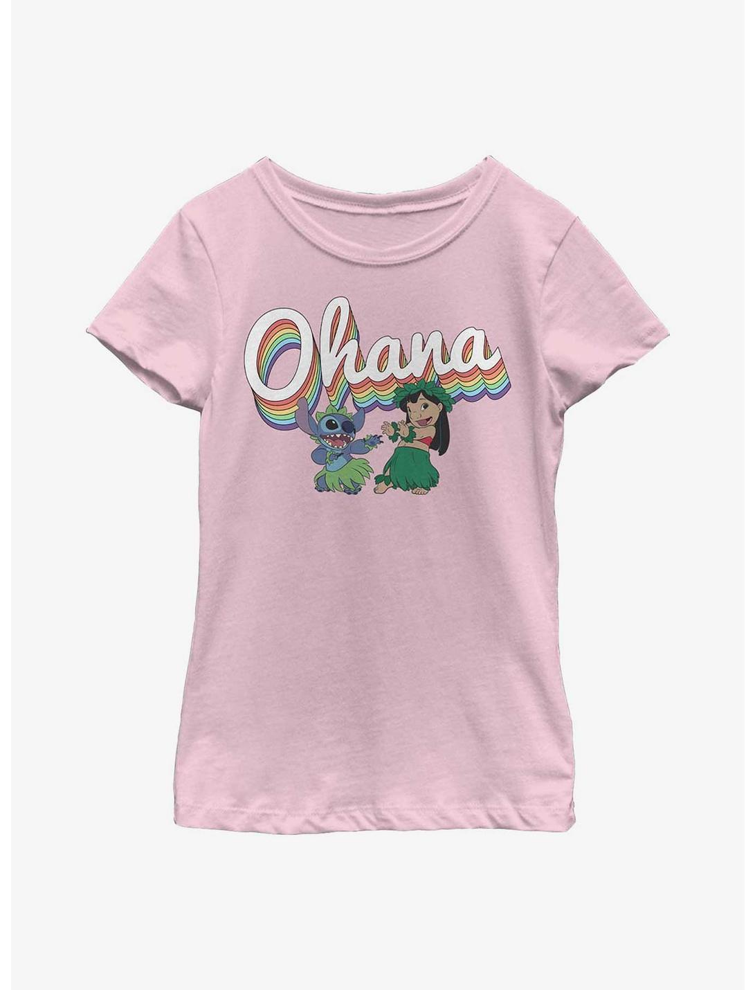 Disney Lilo & Stitch Rainbow Ohana Youth Girls T-Shirt, PINK, hi-res