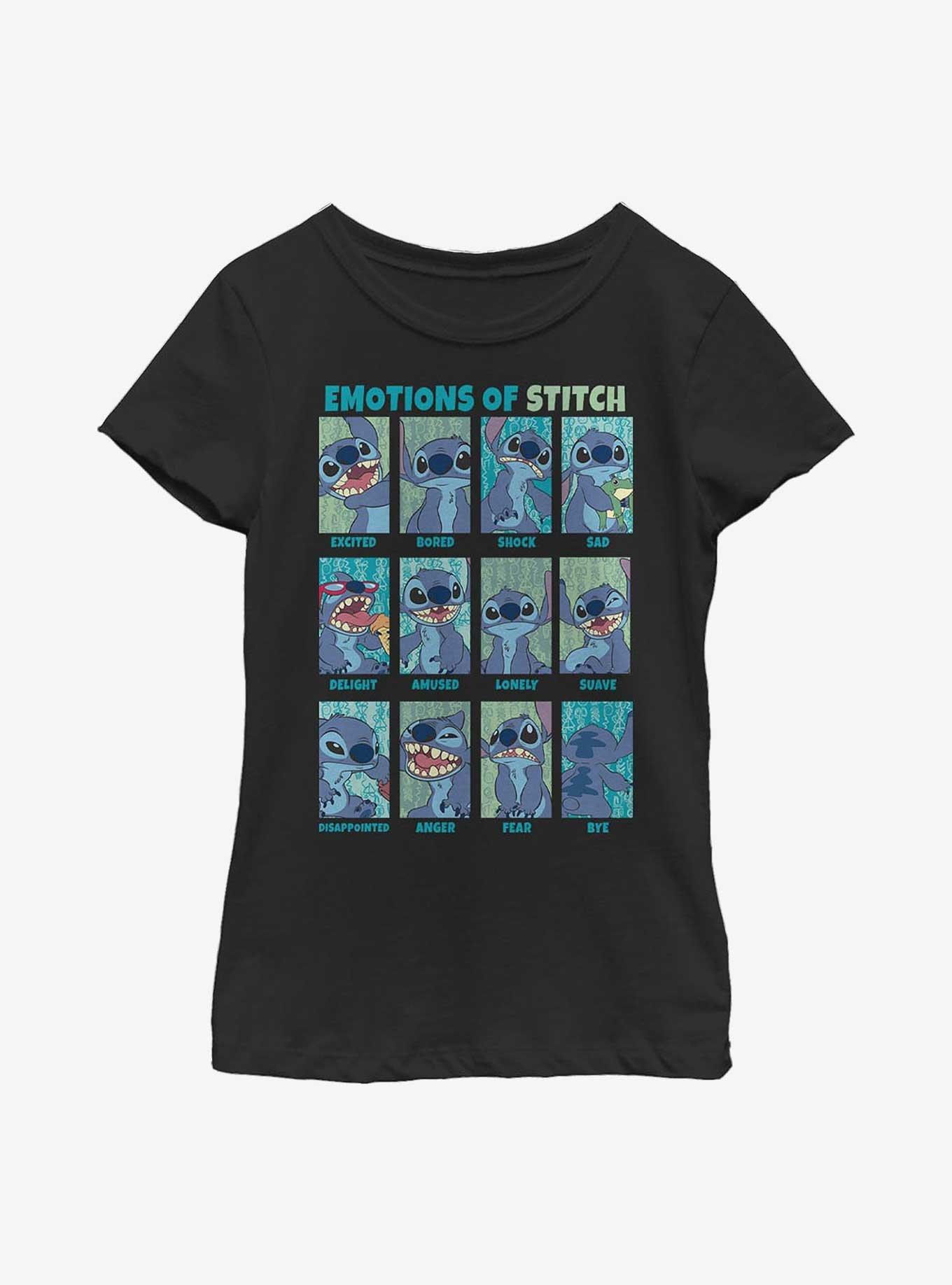 Disney Lilo & Stitch Emotion Youth Girls T-Shirt, BLACK, hi-res