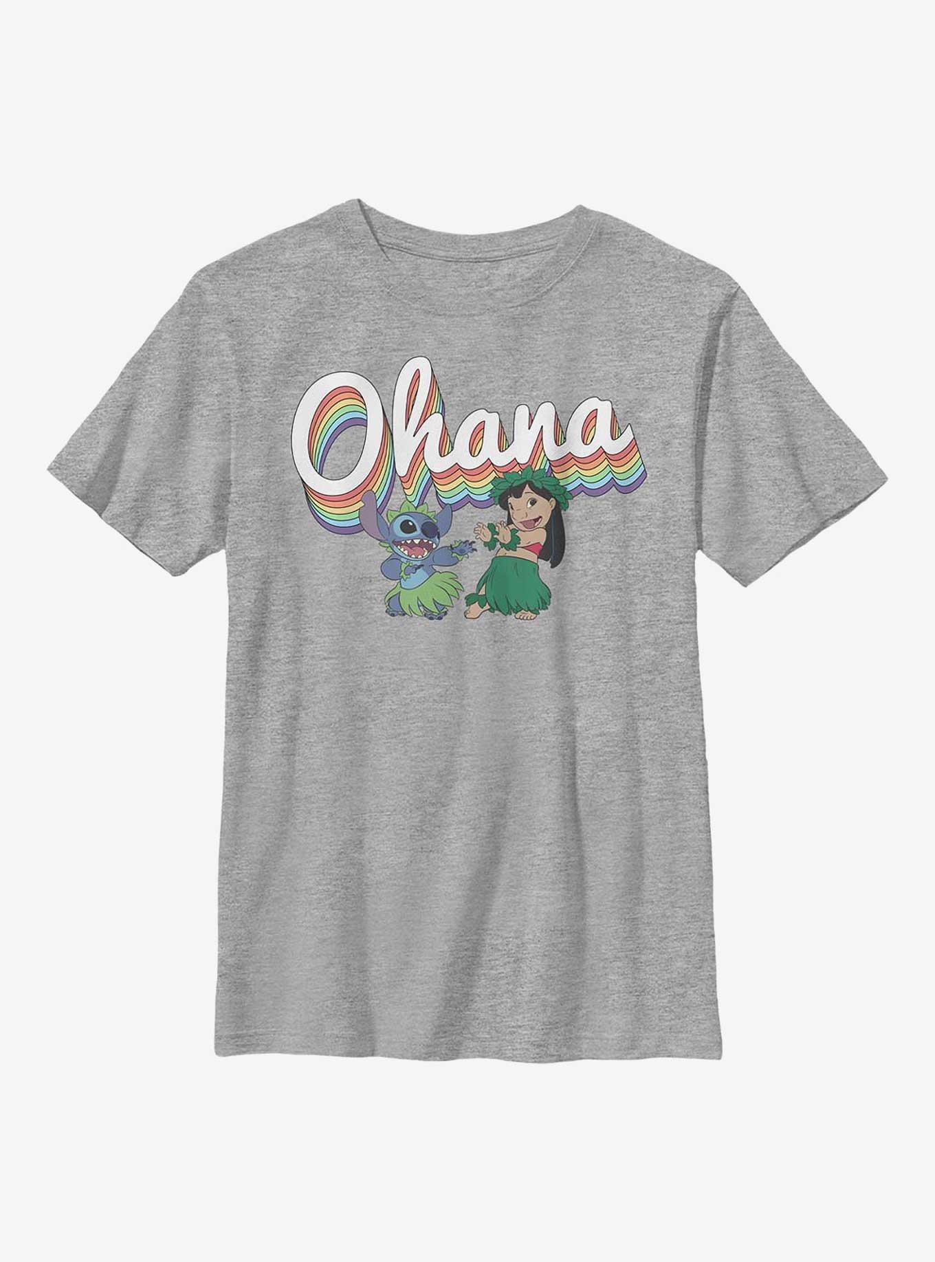 Disney Lilo & Stitch Rainbow Ohana Youth T-Shirt, ATH HTR, hi-res