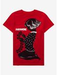 Paramore Child With Paper Skulls Boyfriend Fit Girls T-Shirt, RED, hi-res