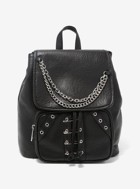 Black Safety Pin Chain Mini Backpack Hot Topic