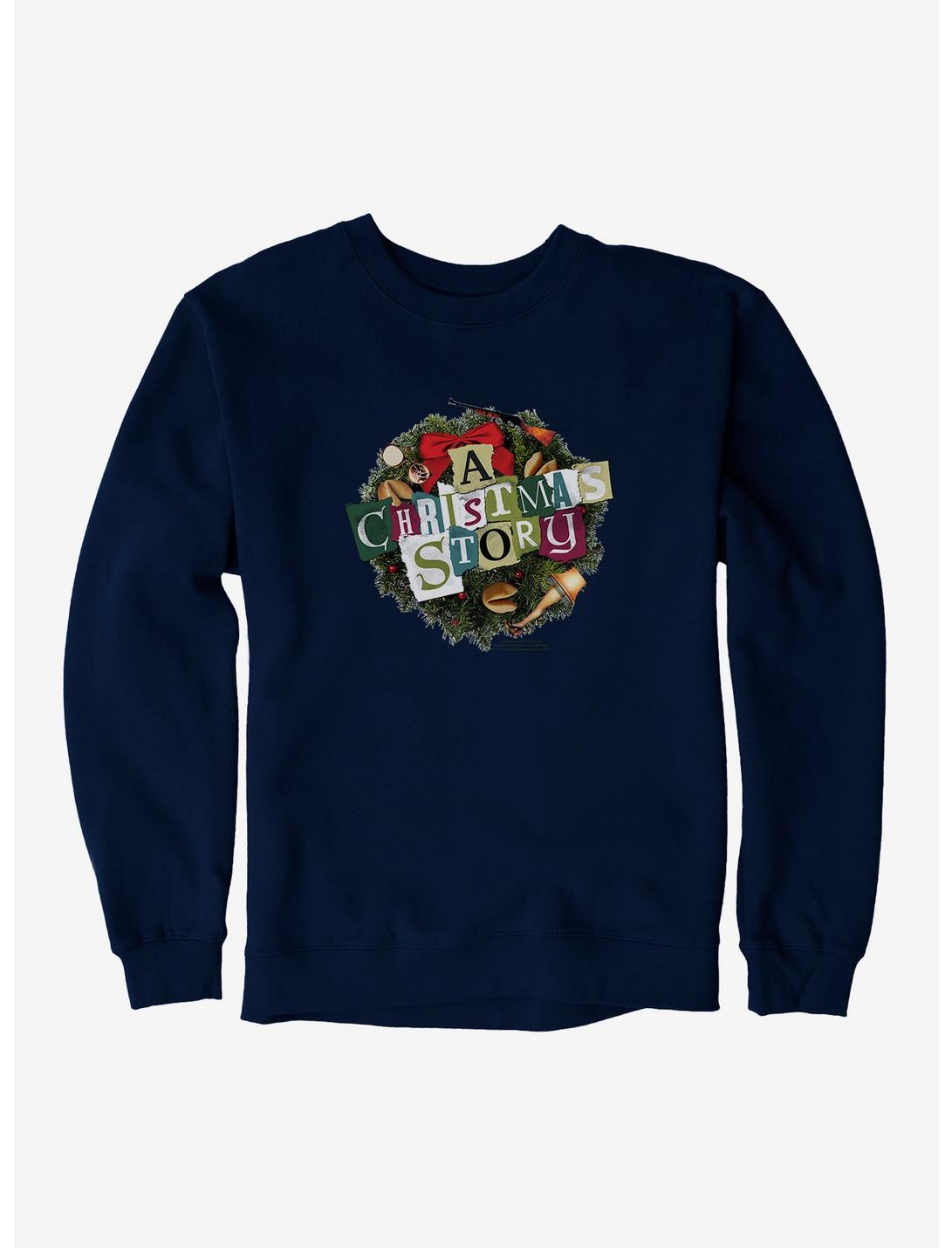 A Christmas Story  Wreath  Sweatshirt, NAVY, hi-res