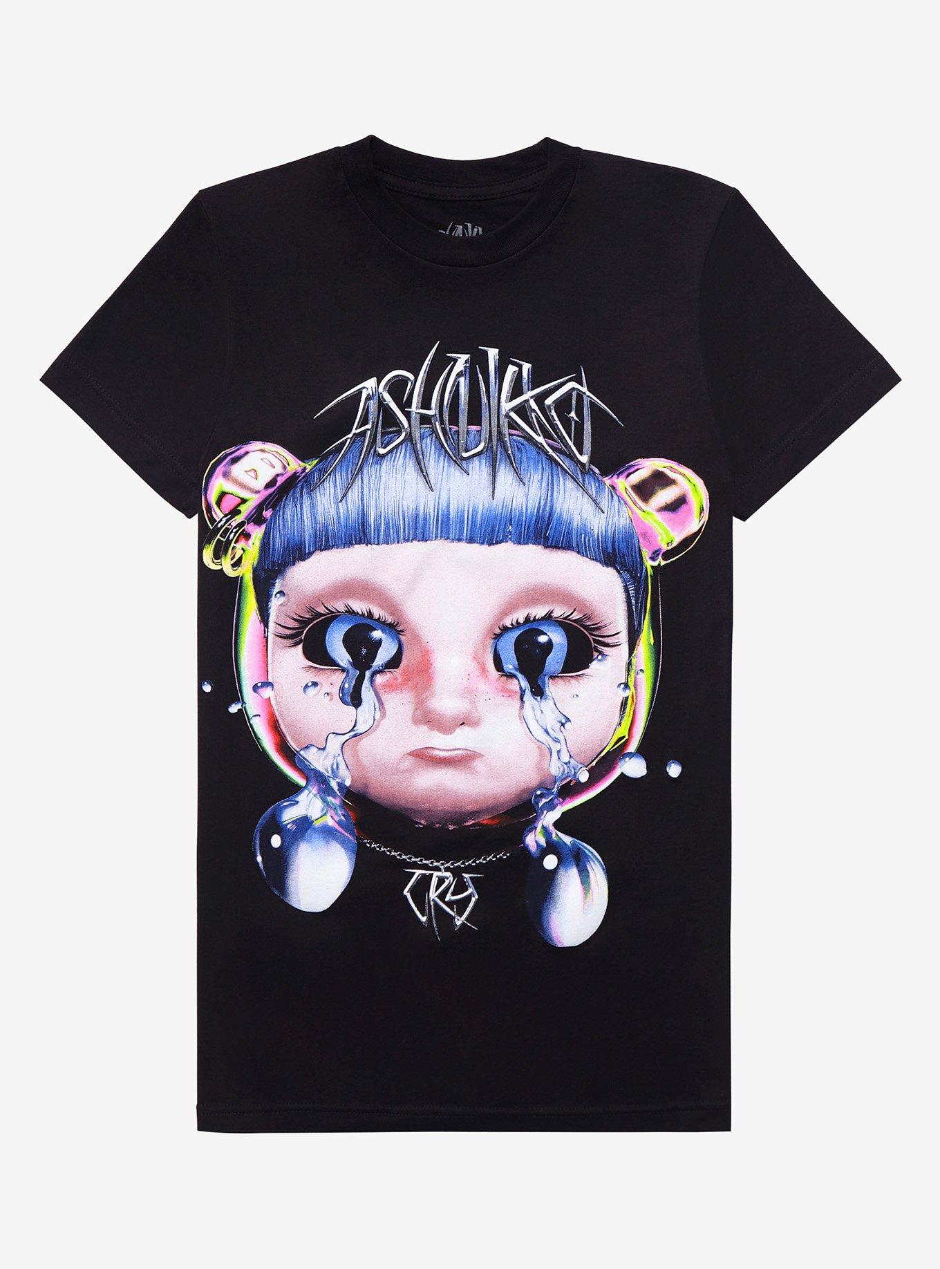 Ashnikko Crying Face Girls T-Shirt, BLACK, hi-res