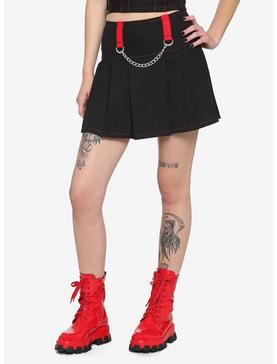 Royal Bones By Tripp Black & Red Chain Pleated Skirt, , hi-res