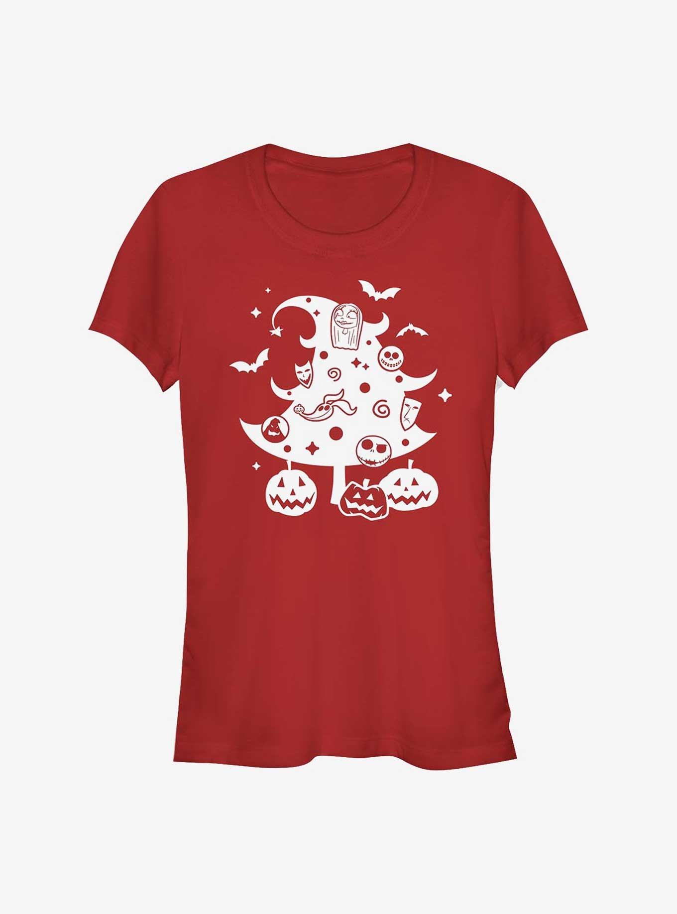 Disney The Nightmare Before Christmas Xmas Tree T-Shirt, RED, hi-res