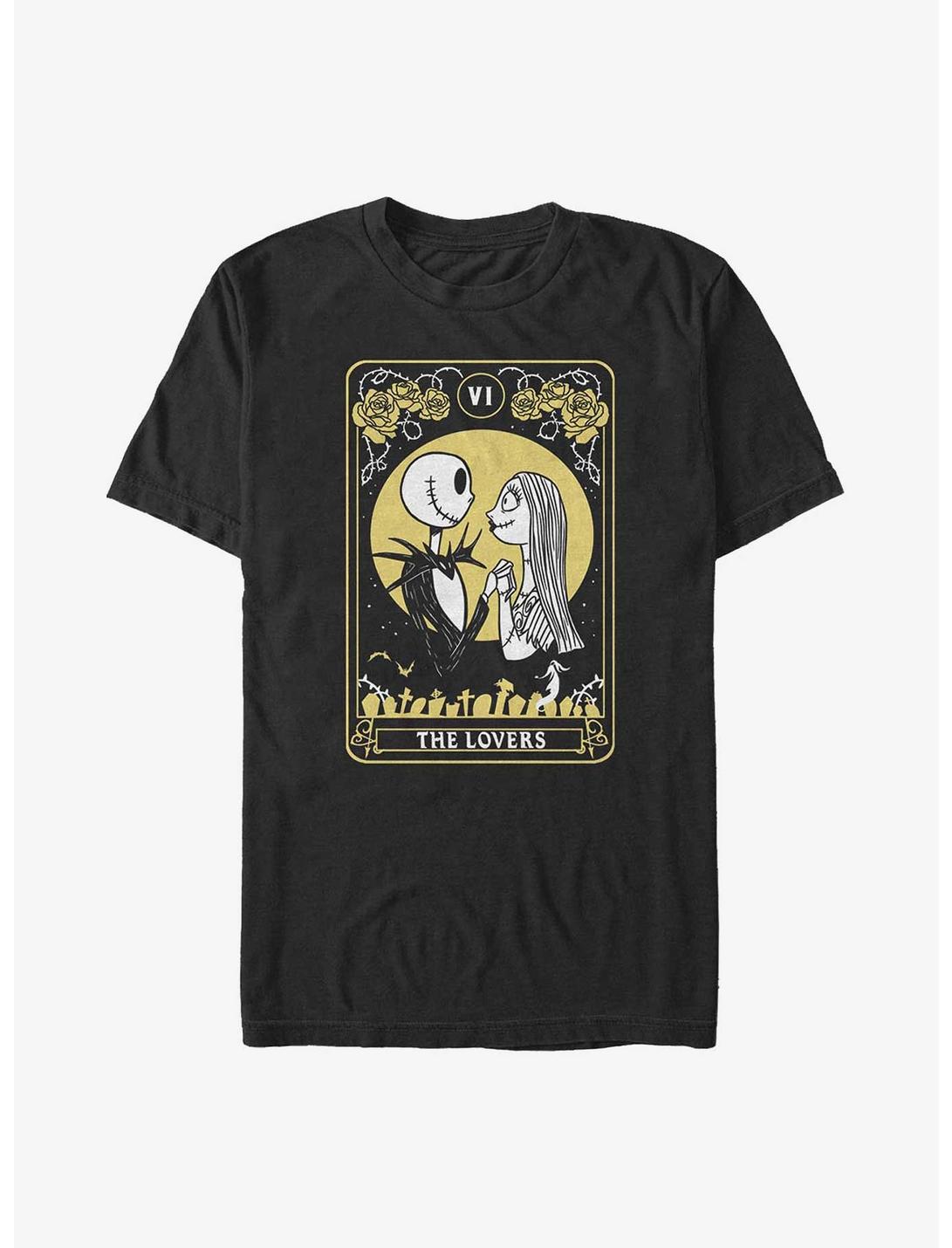 The Nightmare Before Christmas Jack & Sally The Lovers Tarot T-Shirt, BLACK, hi-res