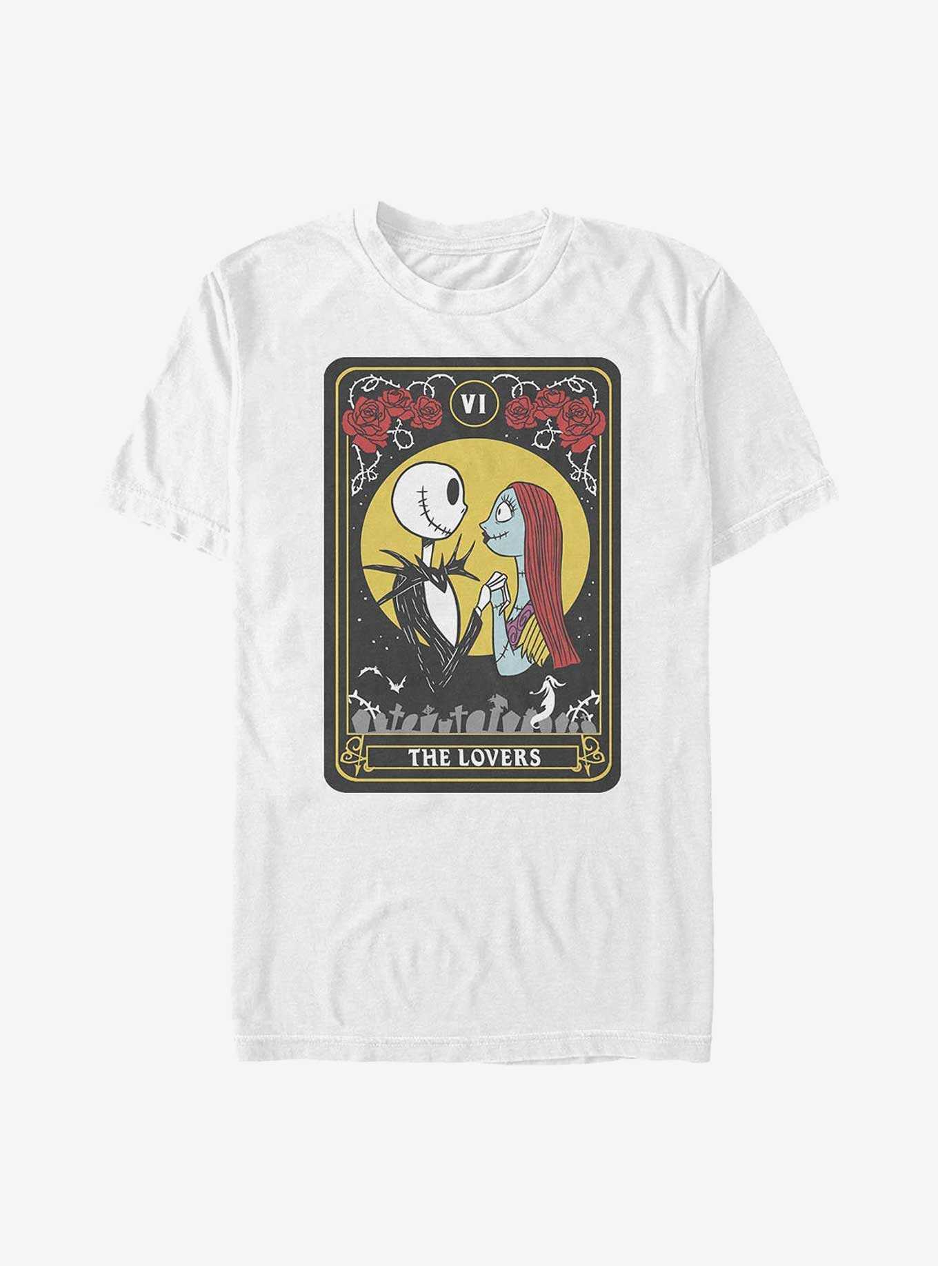 The Nightmare Before Christmas Jack & Sally The Lovers Tarot T-Shirt, WHITE, hi-res