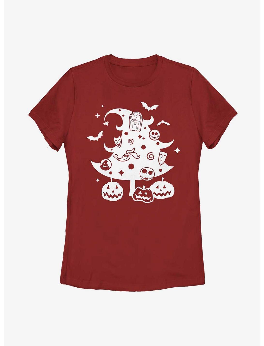 Disney The Nightmare Before Christmas Christmas Tree Womens T-Shirt, RED, hi-res