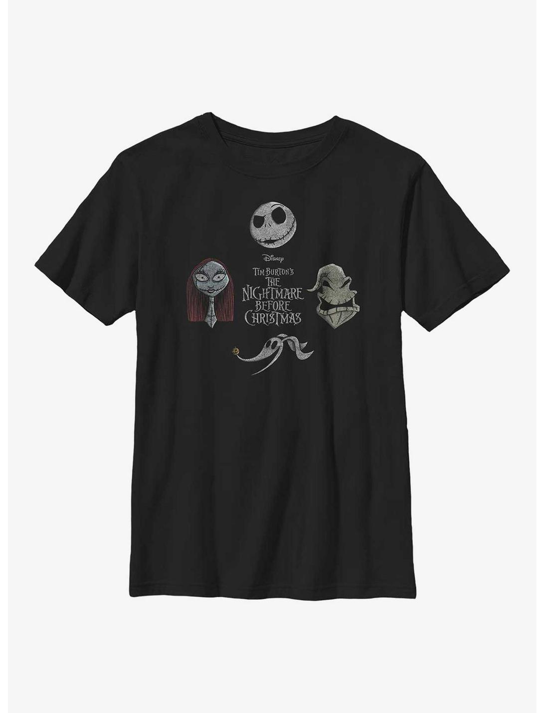 Disney The Nightmare Before Christmas Heads Up Youth T-Shirt, BLACK, hi-res