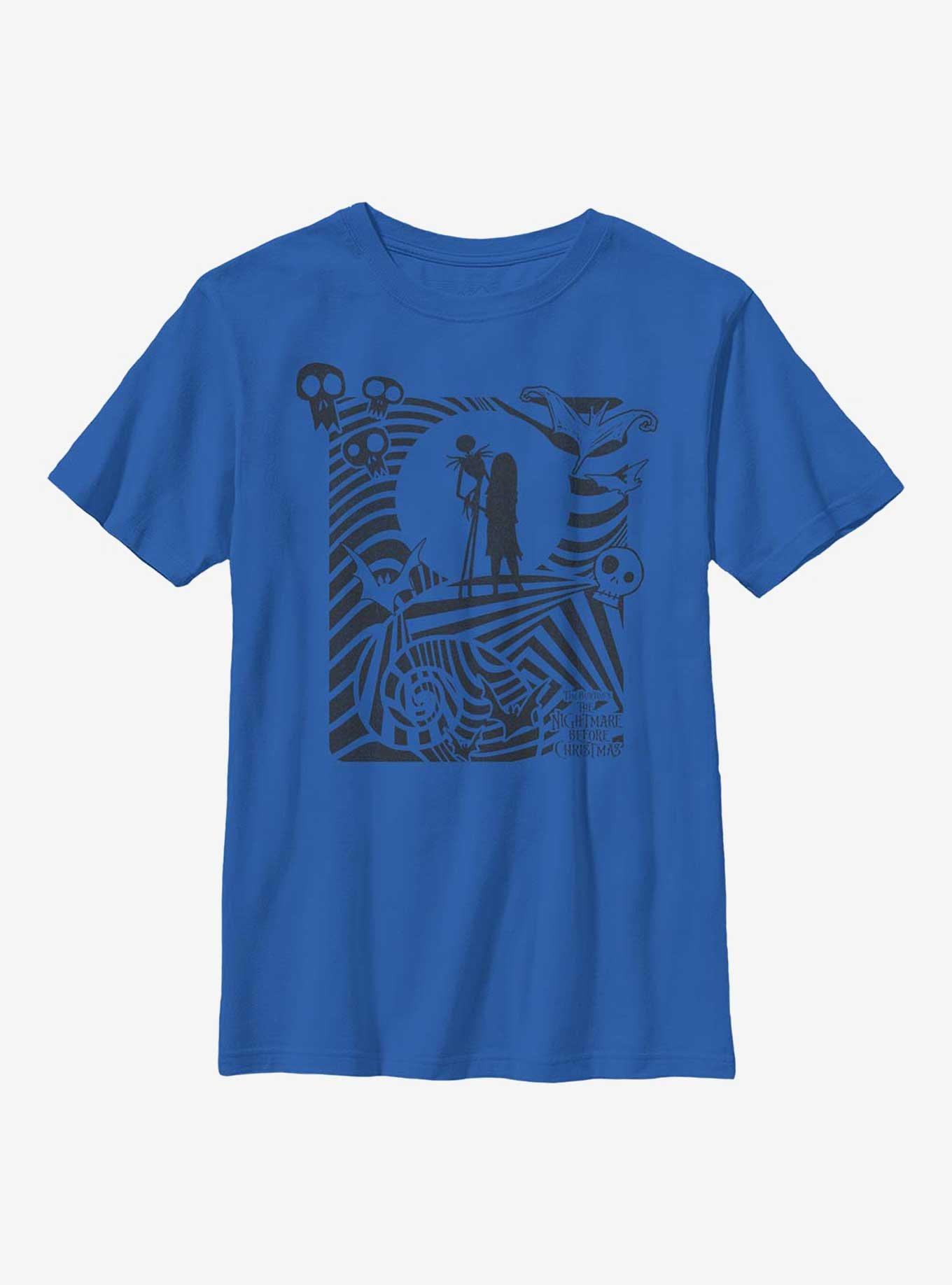 Disney The Nightmare Before Christmas Hypnotic Jack And Sally Youth T-Shirt, ROYAL, hi-res
