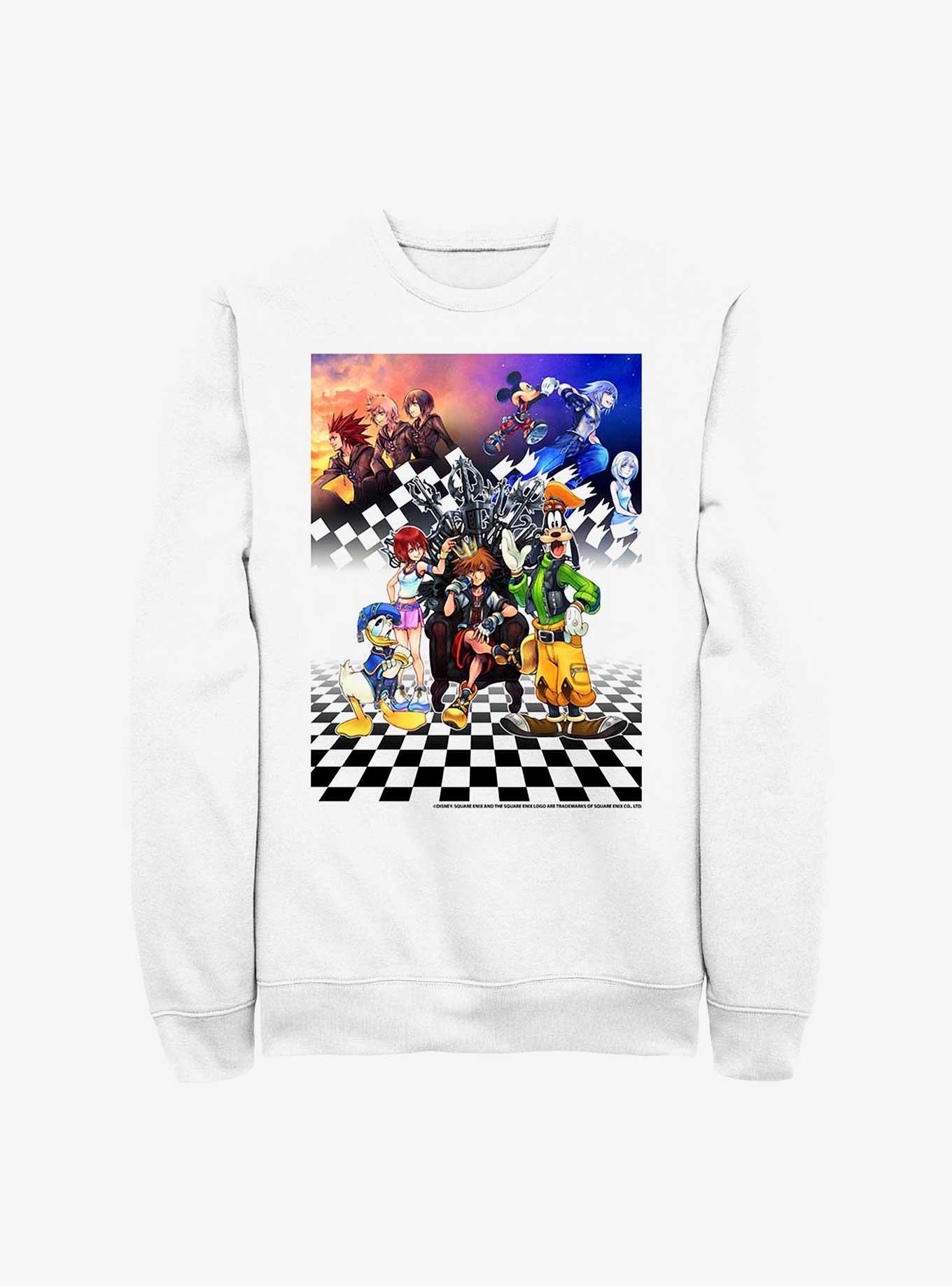 Disney Kingdom Hearts Checkered Group Sweatshirt, WHITE, hi-res