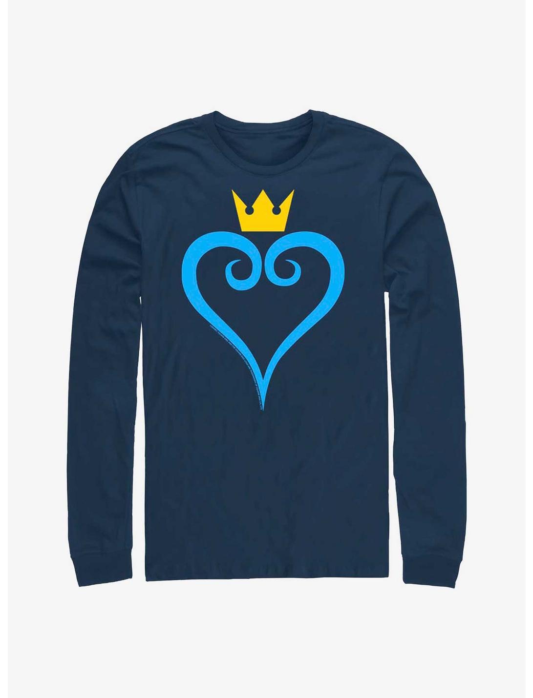 Disney Kingdom Hearts Heart And Crown Long-Sleeve T-Shirt, NAVY, hi-res