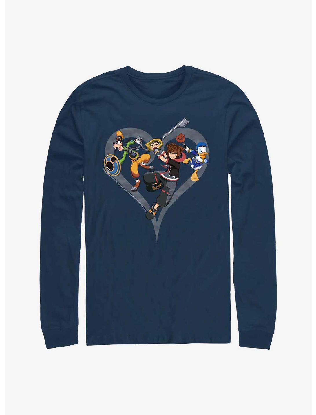 Disney Kingdom Hearts Sora Goofy Donald Attack Long-Sleeve T-Shirt, NAVY, hi-res