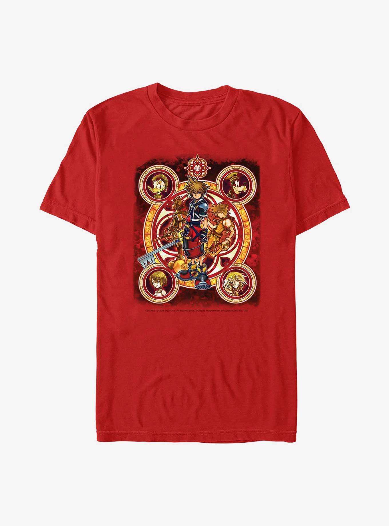 Disney Kingdom Hearts Group Circle Friends T-Shirt, RED, hi-res