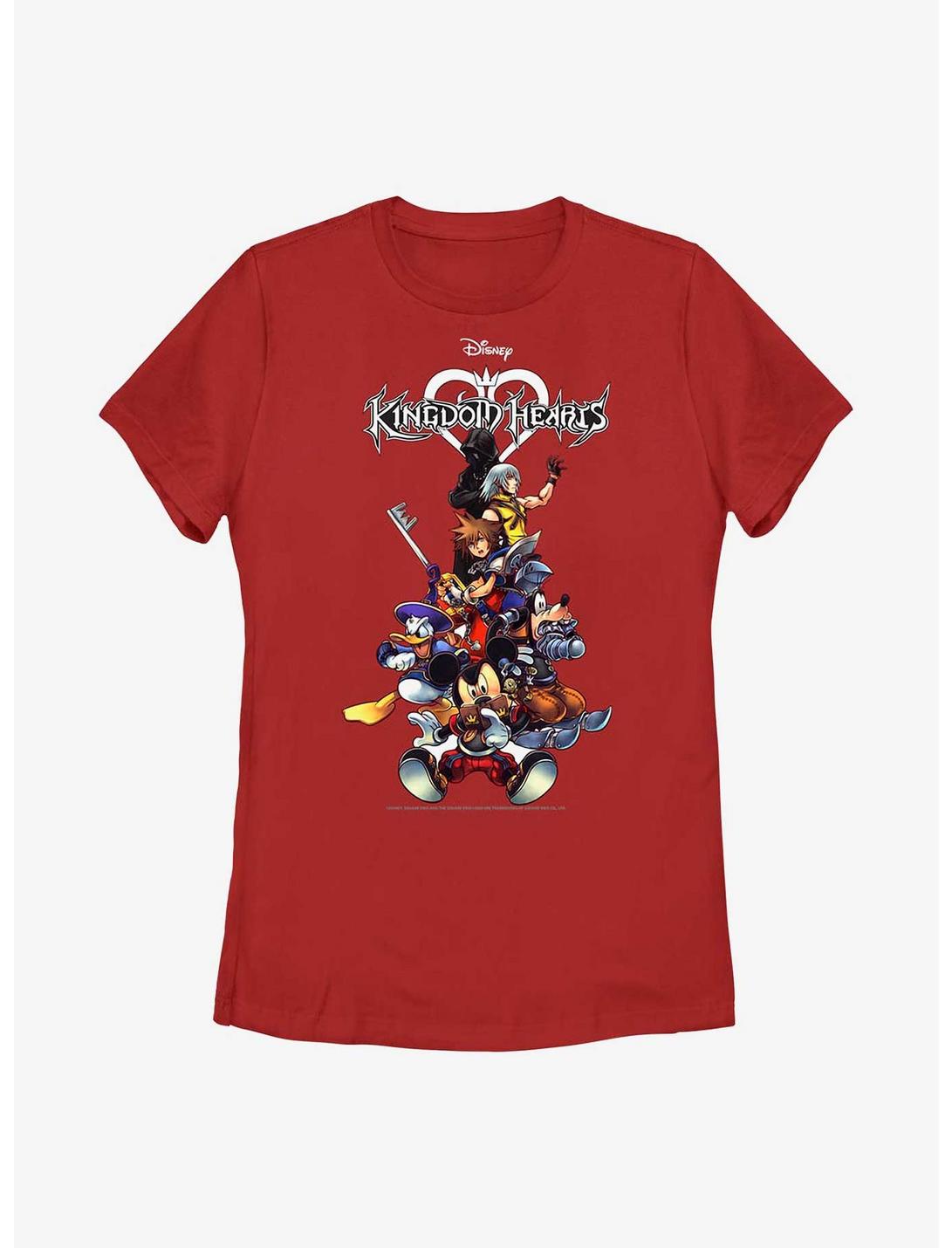Disney Kingdom Hearts Group With Logo Womens T-Shirt, RED, hi-res