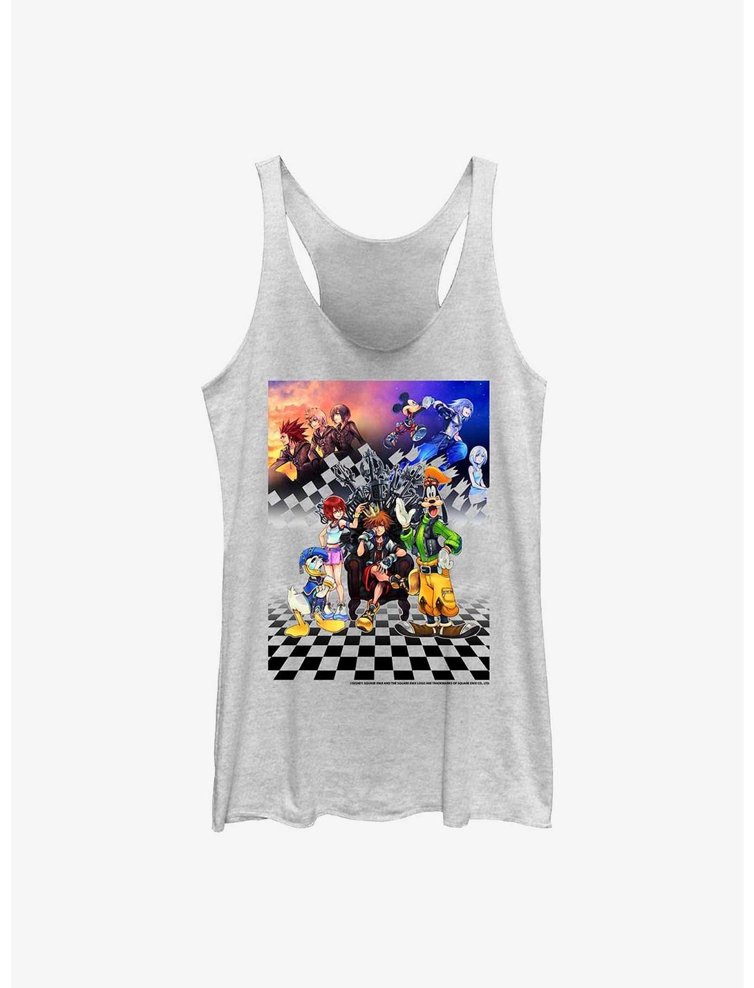 Disney Kingdom Hearts Checkered Group Womens Tank Top, WHITE HTR, hi-res